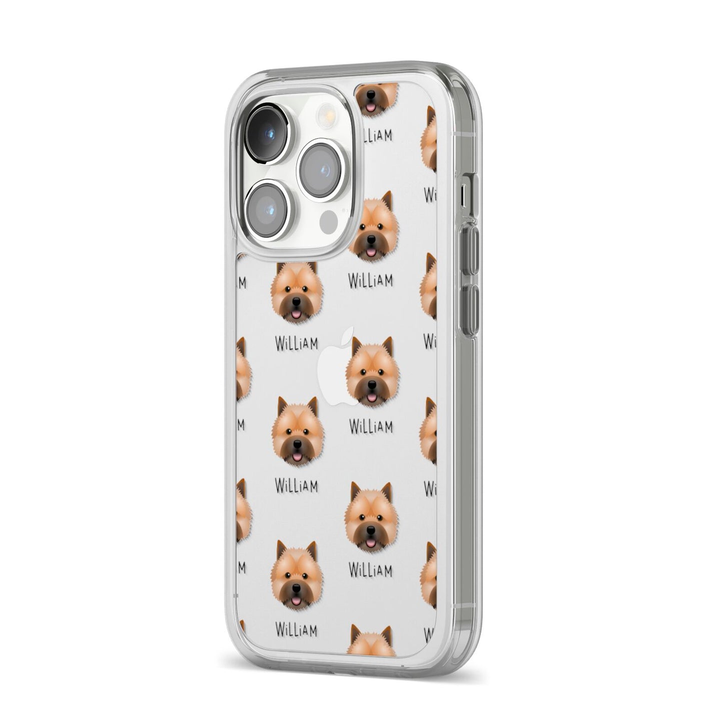 Norwich Terrier Icon with Name iPhone 14 Pro Clear Tough Case Silver Angled Image