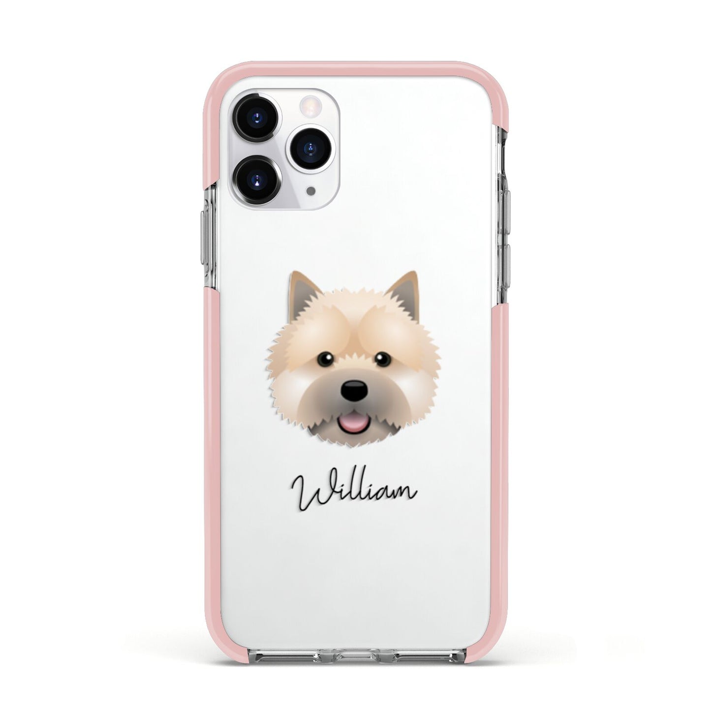 Norwich Terrier Personalised Apple iPhone 11 Pro in Silver with Pink Impact Case