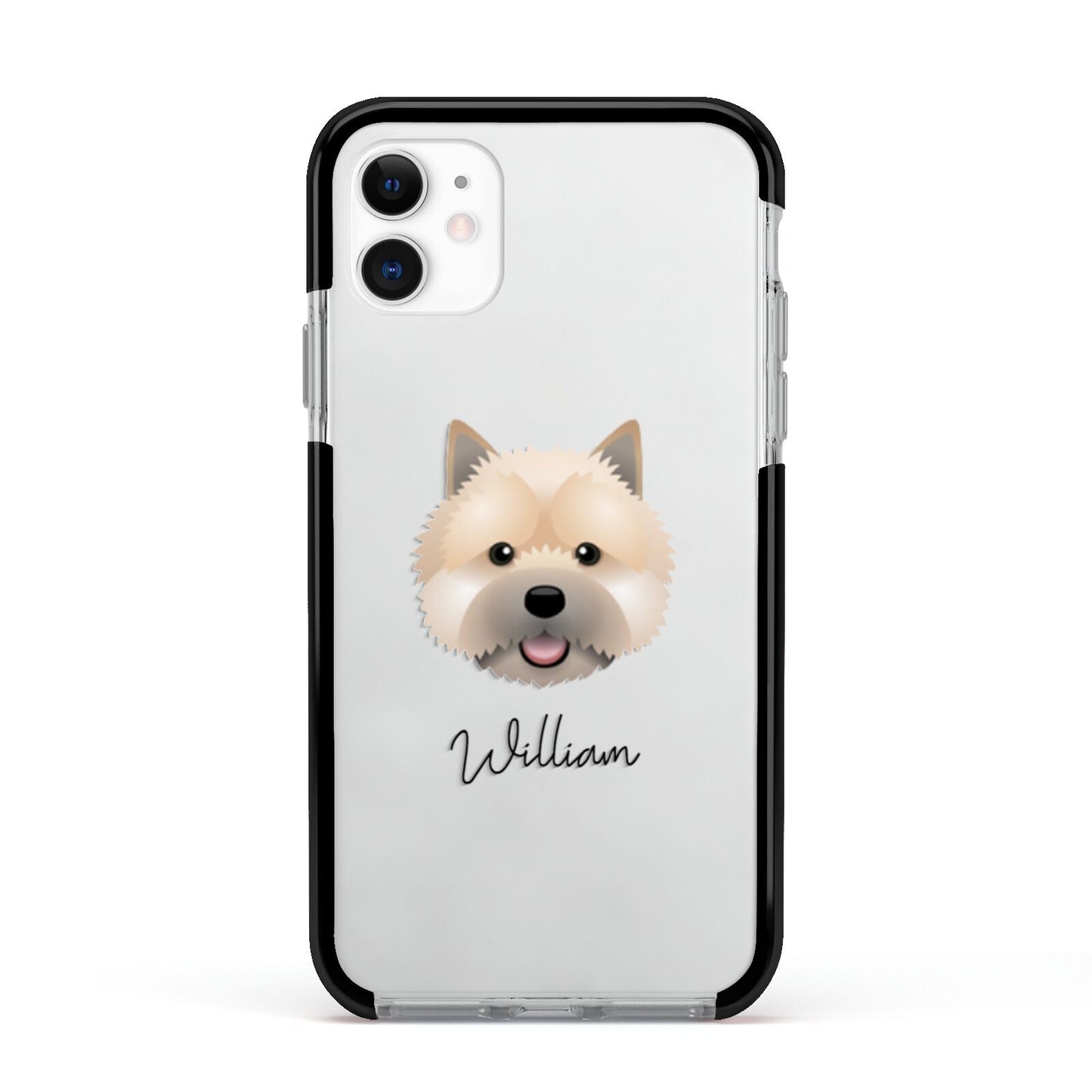 Norwich Terrier Personalised Apple iPhone 11 in White with Black Impact Case