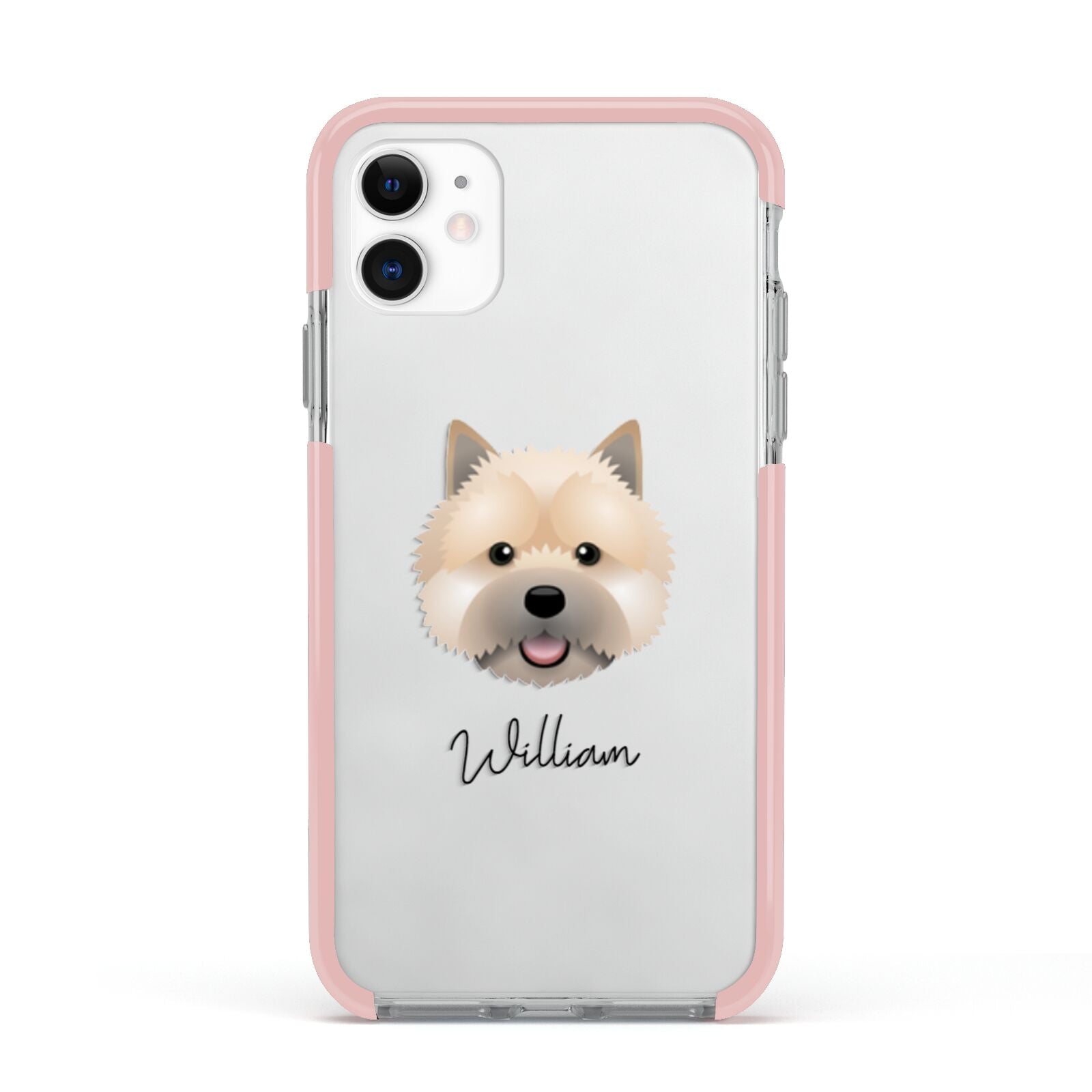 Norwich Terrier Personalised Apple iPhone 11 in White with Pink Impact Case