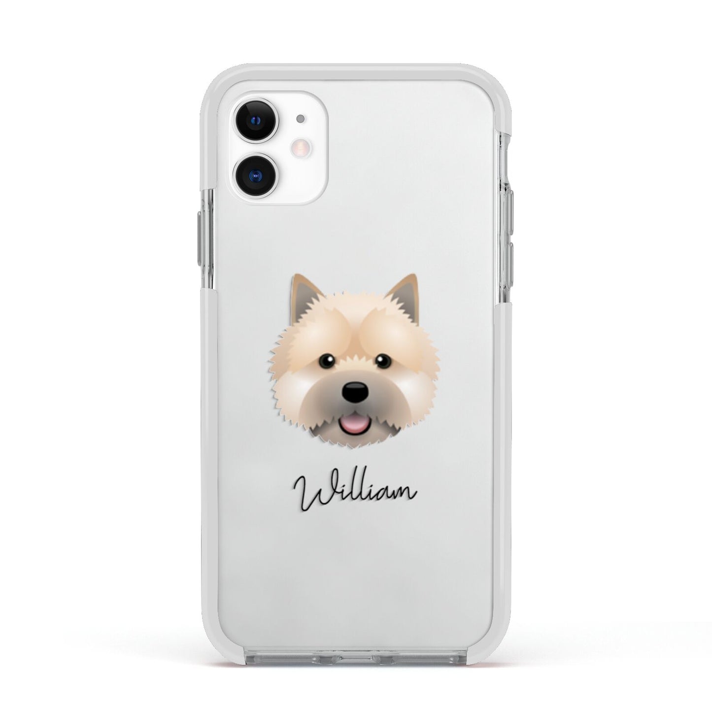 Norwich Terrier Personalised Apple iPhone 11 in White with White Impact Case