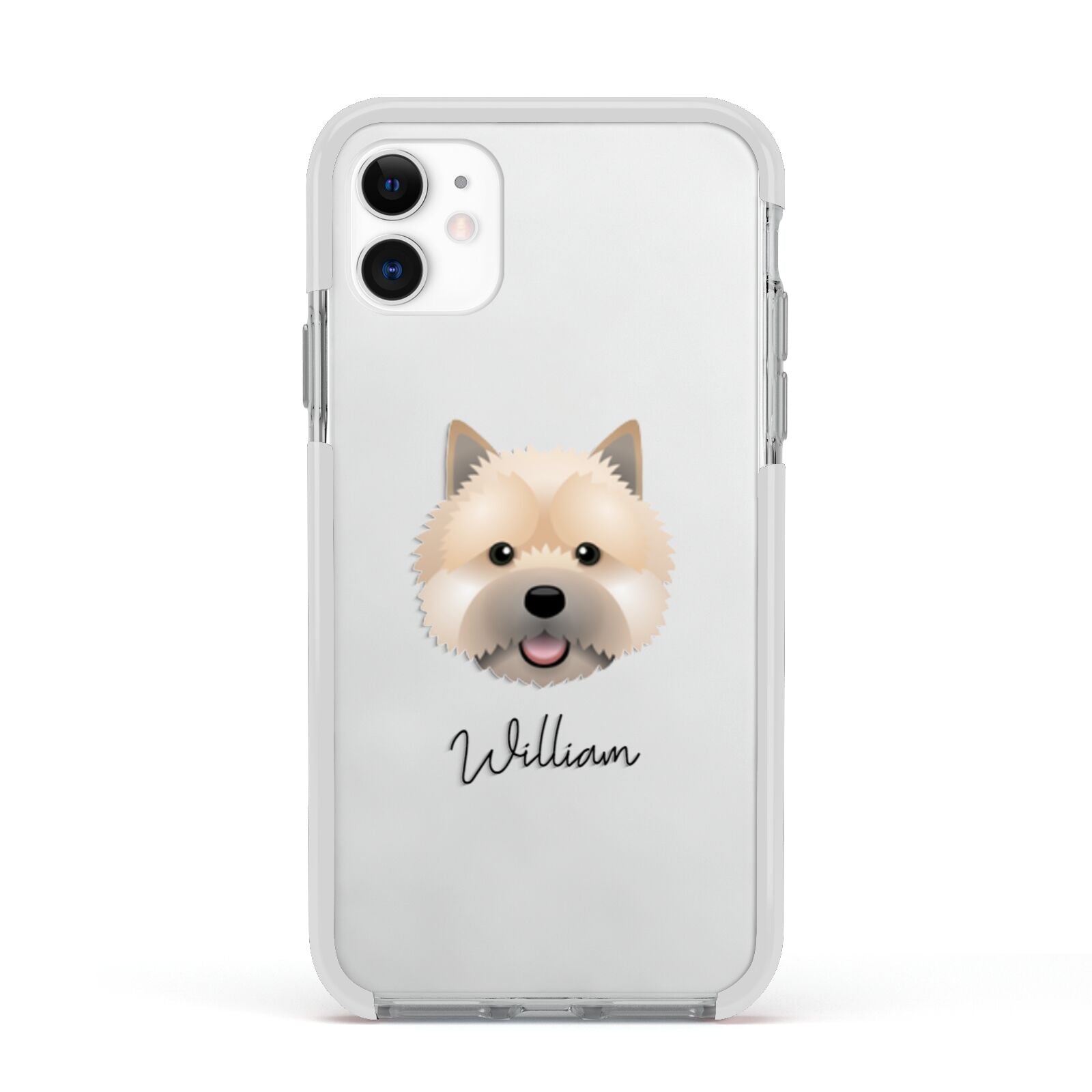 Norwich Terrier Personalised Apple iPhone 11 in White with White Impact Case