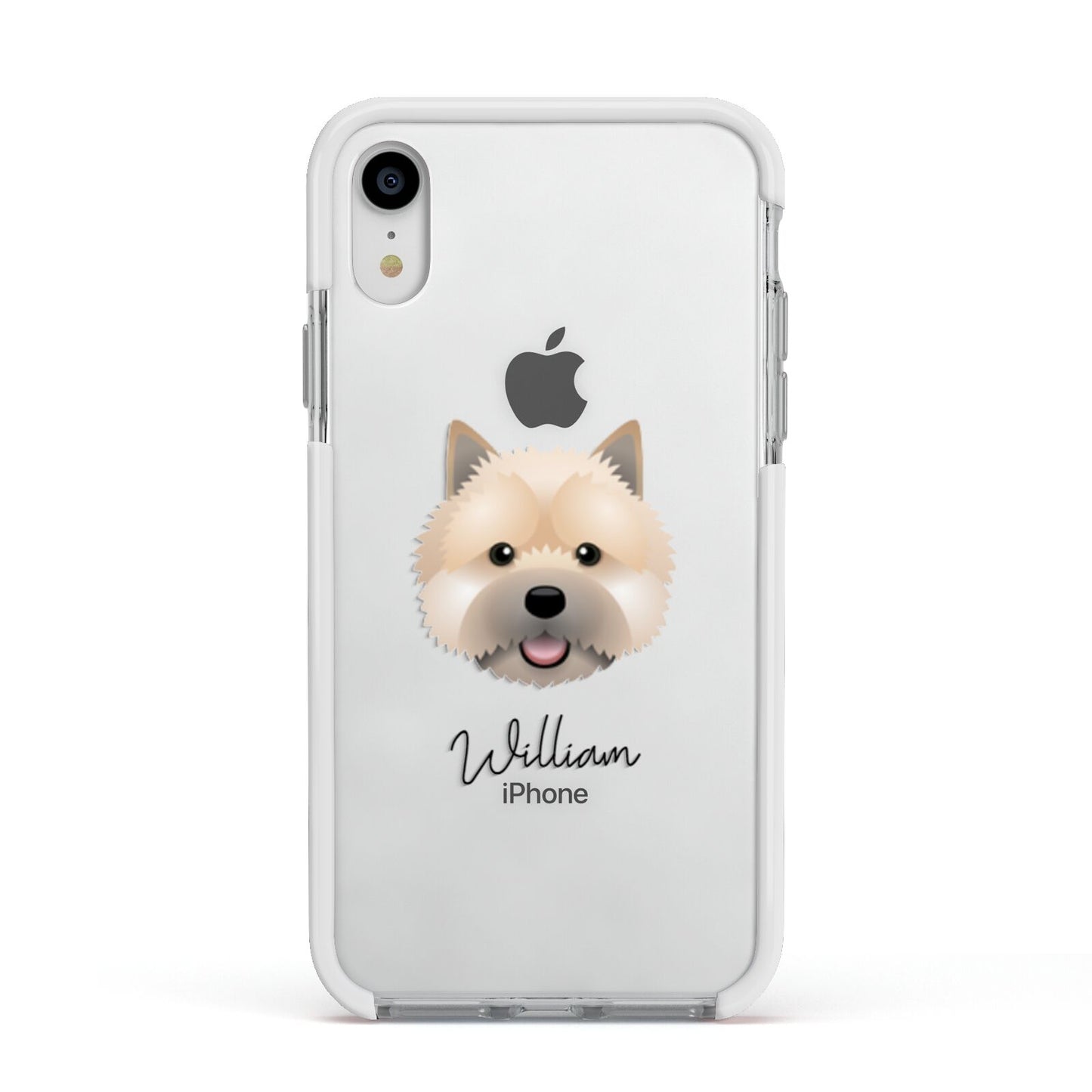Norwich Terrier Personalised Apple iPhone XR Impact Case White Edge on Silver Phone