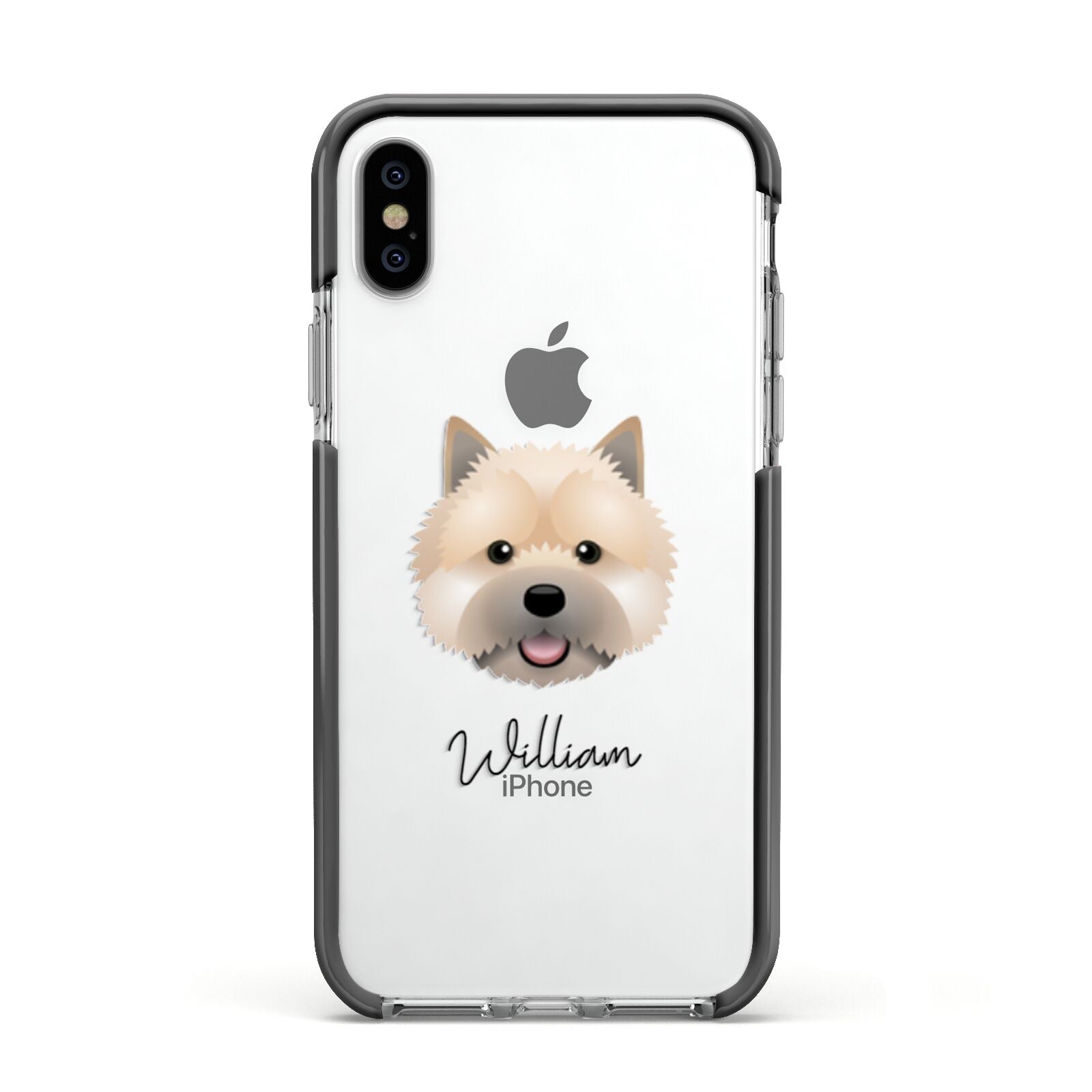 Norwich Terrier Personalised Apple iPhone Xs Impact Case Black Edge on Silver Phone