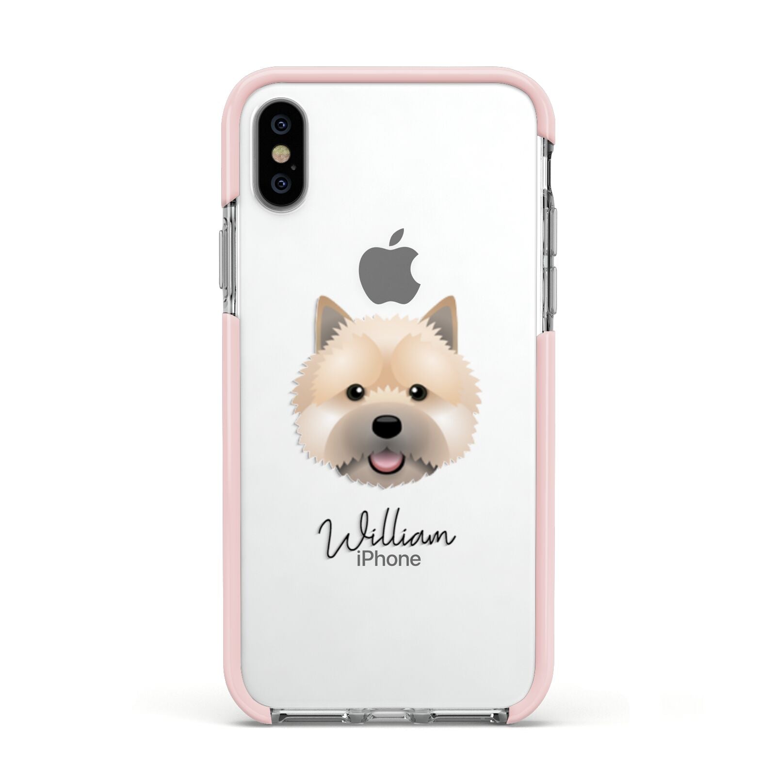 Norwich Terrier Personalised Apple iPhone Xs Impact Case Pink Edge on Silver Phone