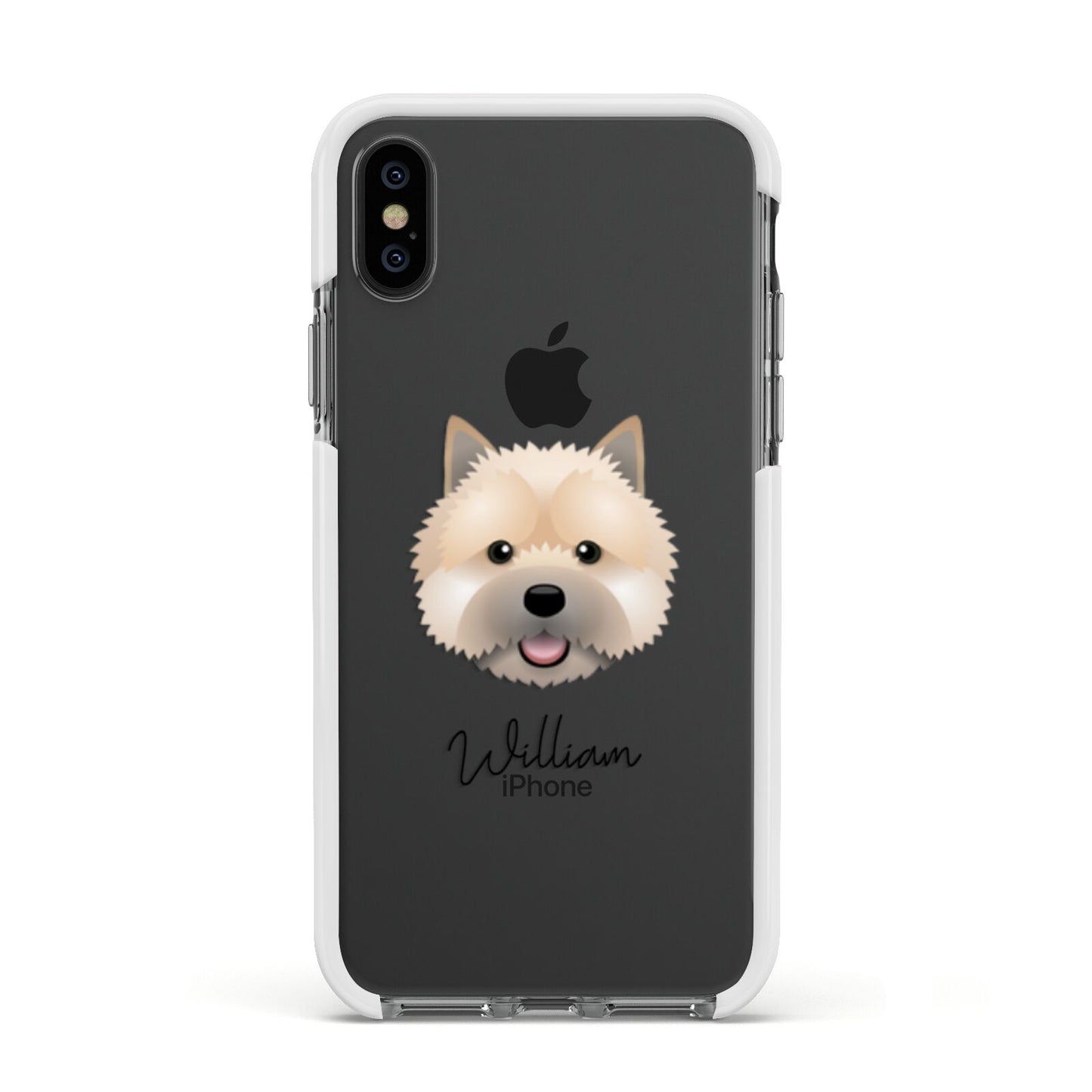 Norwich Terrier Personalised Apple iPhone Xs Impact Case White Edge on Black Phone