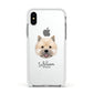 Norwich Terrier Personalised Apple iPhone Xs Impact Case White Edge on Silver Phone
