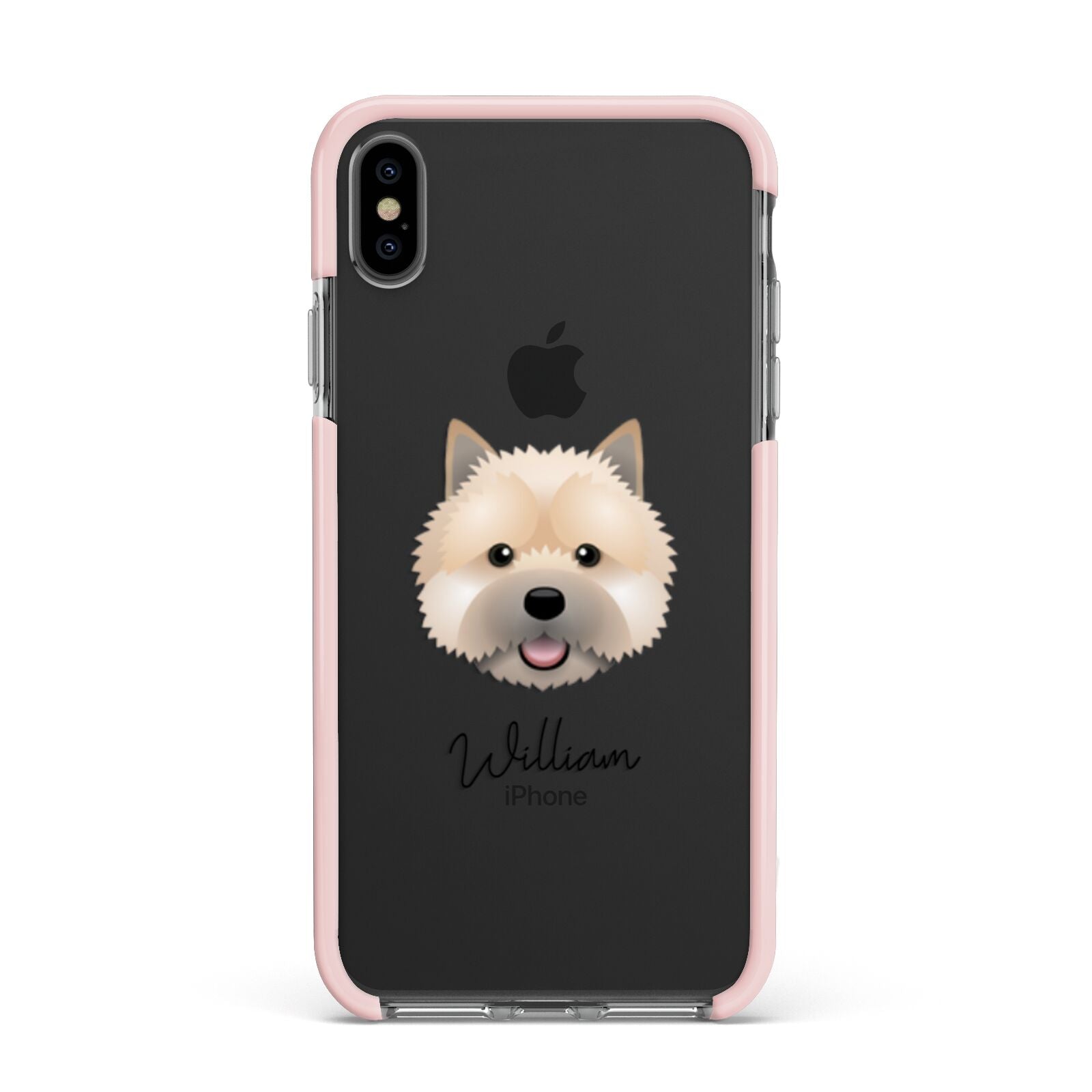 Norwich Terrier Personalised Apple iPhone Xs Max Impact Case Pink Edge on Black Phone