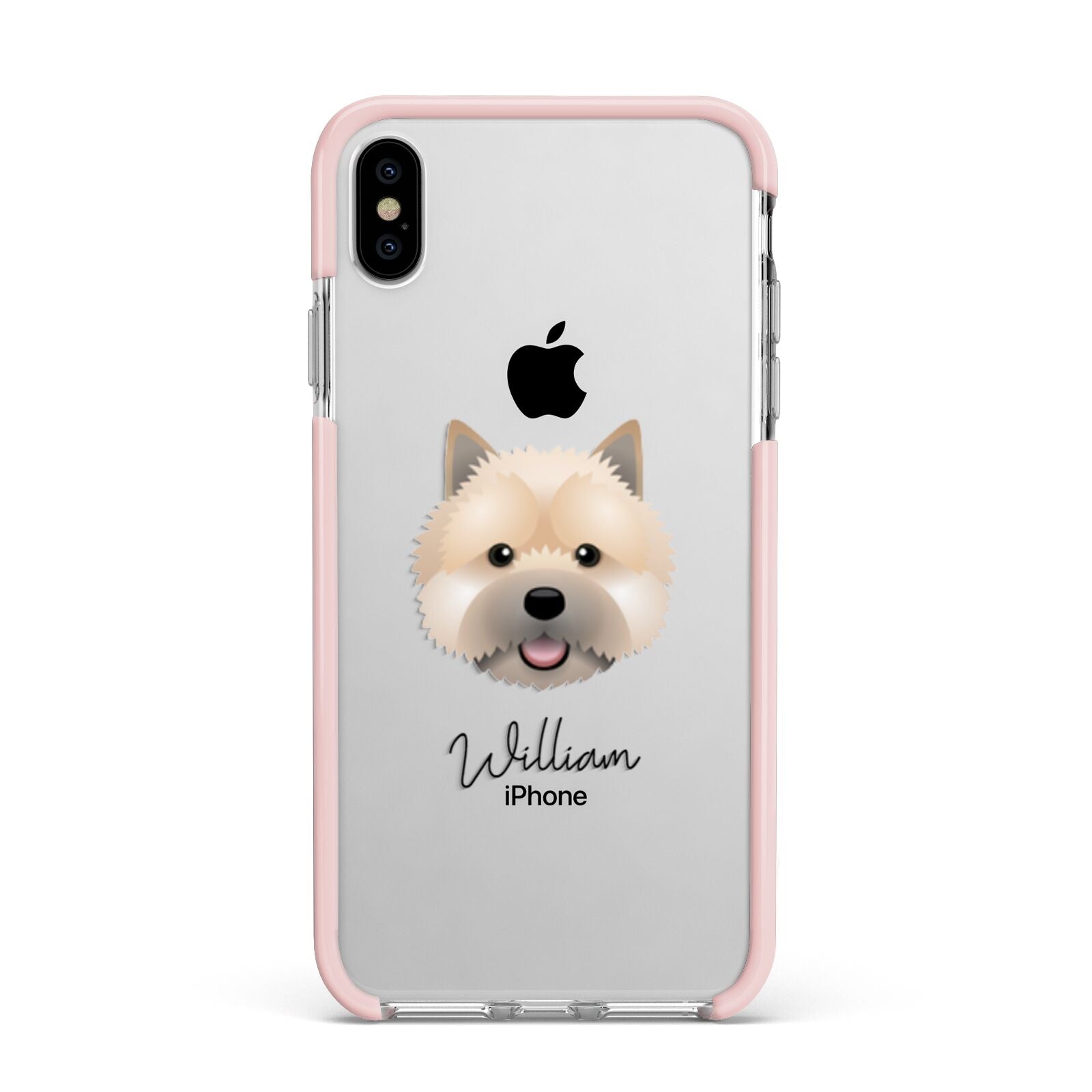 Norwich Terrier Personalised Apple iPhone Xs Max Impact Case Pink Edge on Silver Phone