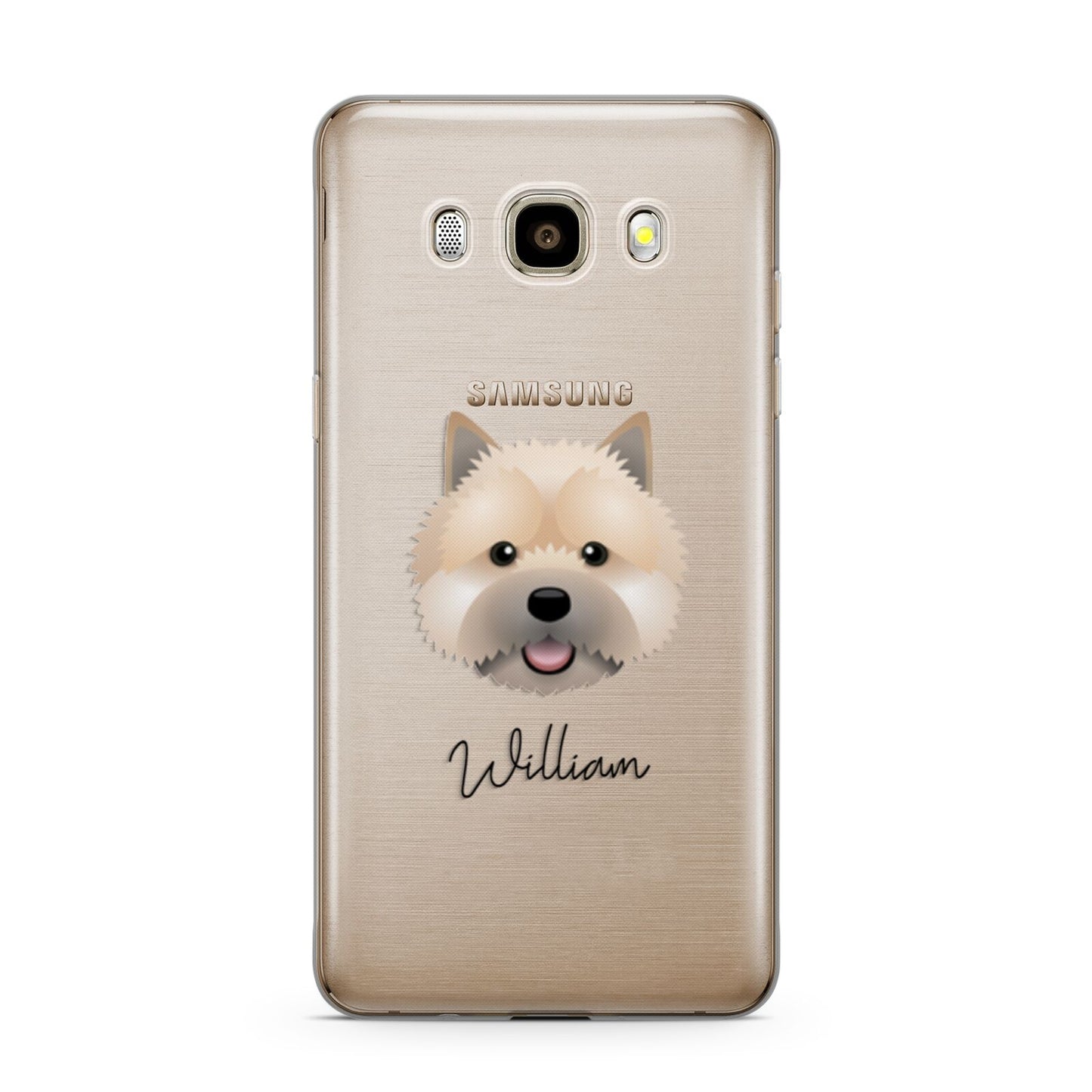 Norwich Terrier Personalised Samsung Galaxy J7 2016 Case on gold phone