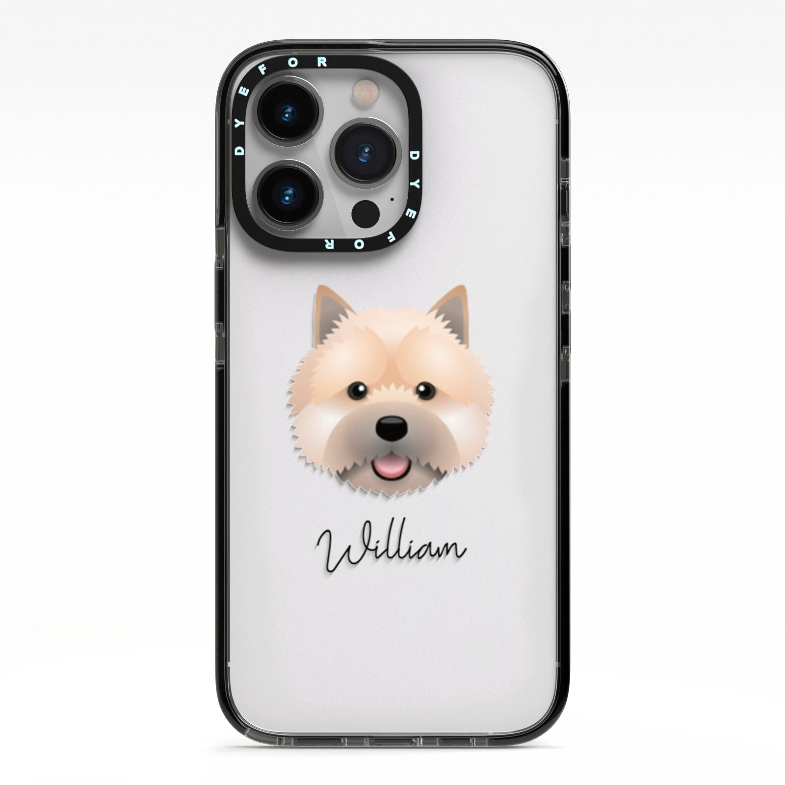Norwich Terrier Personalised iPhone 13 Pro Black Impact Case on Silver phone
