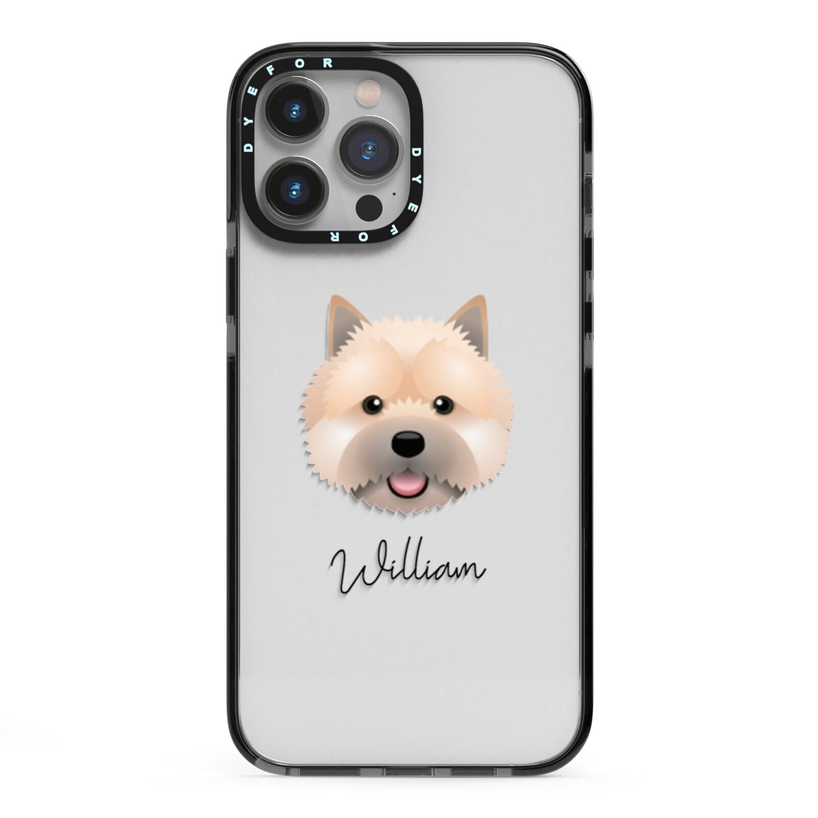 Norwich Terrier Personalised iPhone 13 Pro Max Black Impact Case on Silver phone