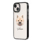Norwich Terrier Personalised iPhone 14 Black Impact Case Side Angle on Silver phone