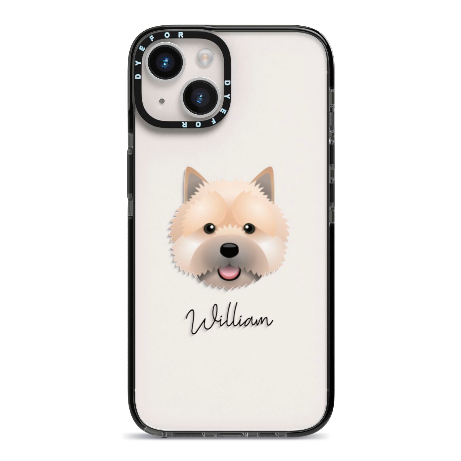Norwich Terrier Personalised iPhone 14 Black Impact Case on Silver phone