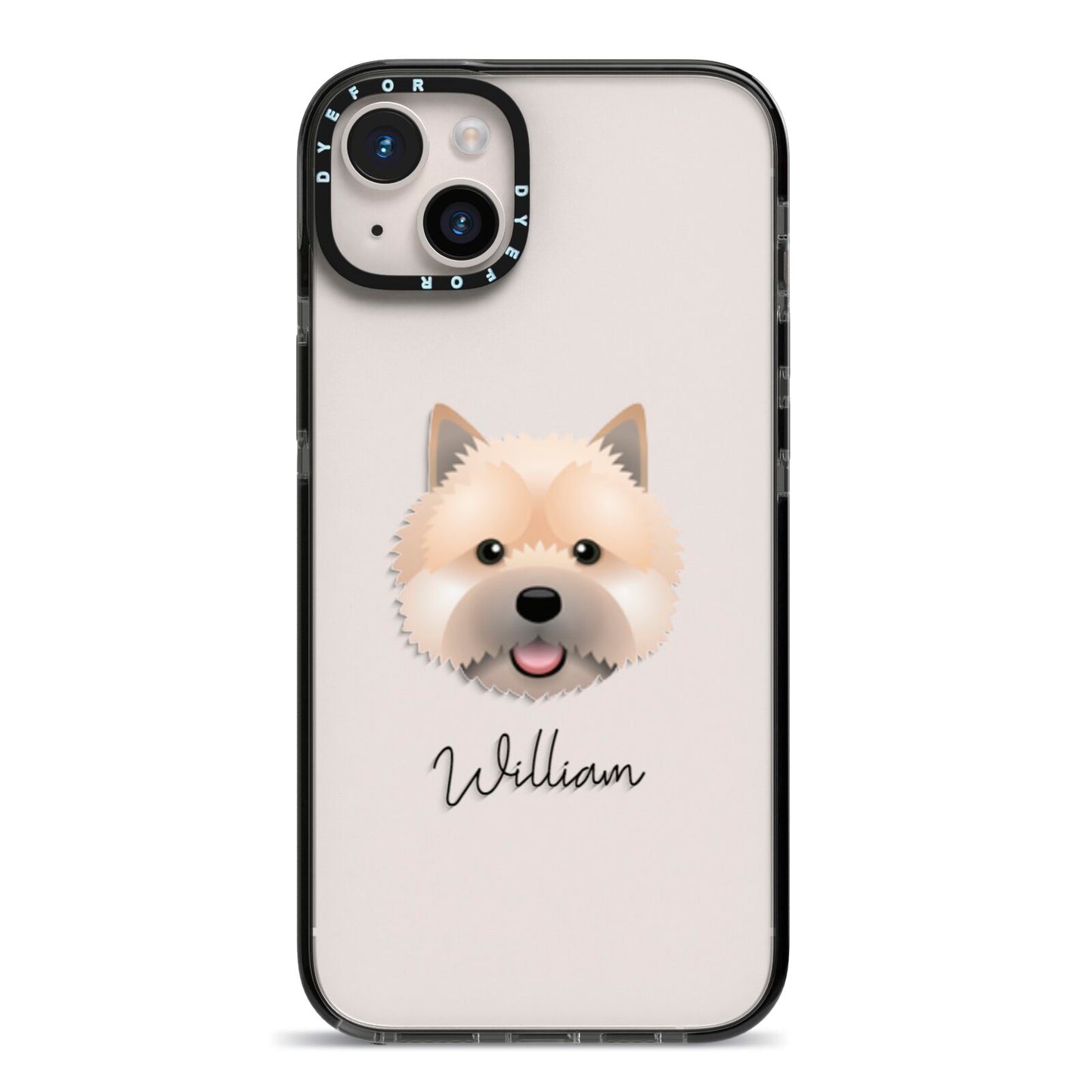 Norwich Terrier Personalised iPhone 14 Plus Black Impact Case on Silver phone