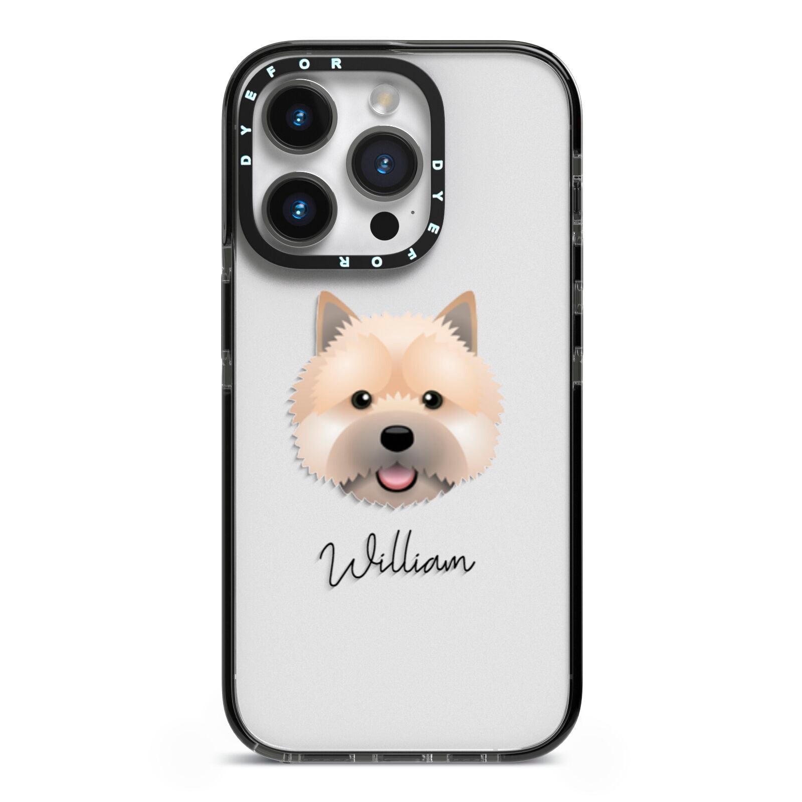 Norwich Terrier Personalised iPhone 14 Pro Black Impact Case on Silver phone