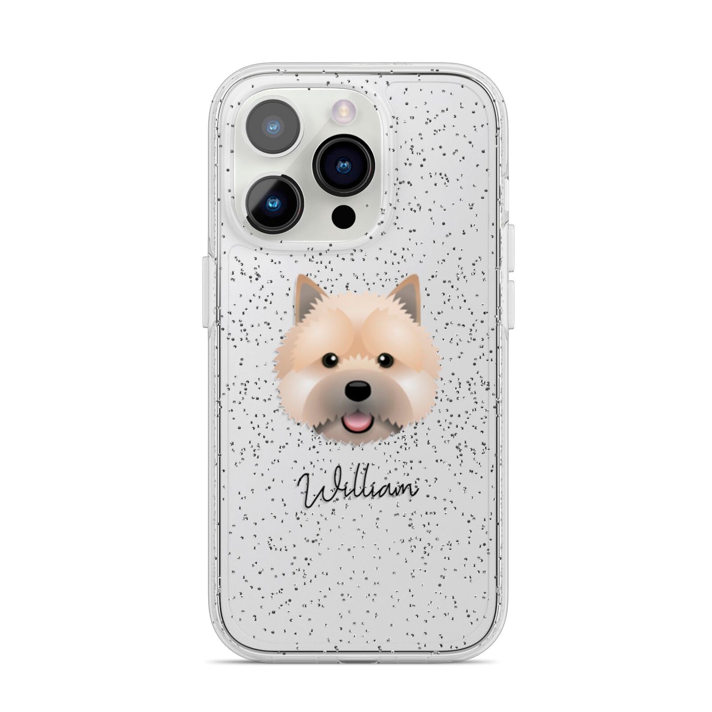 Norwich Terrier Personalised iPhone 14 Pro Glitter Tough Case Silver