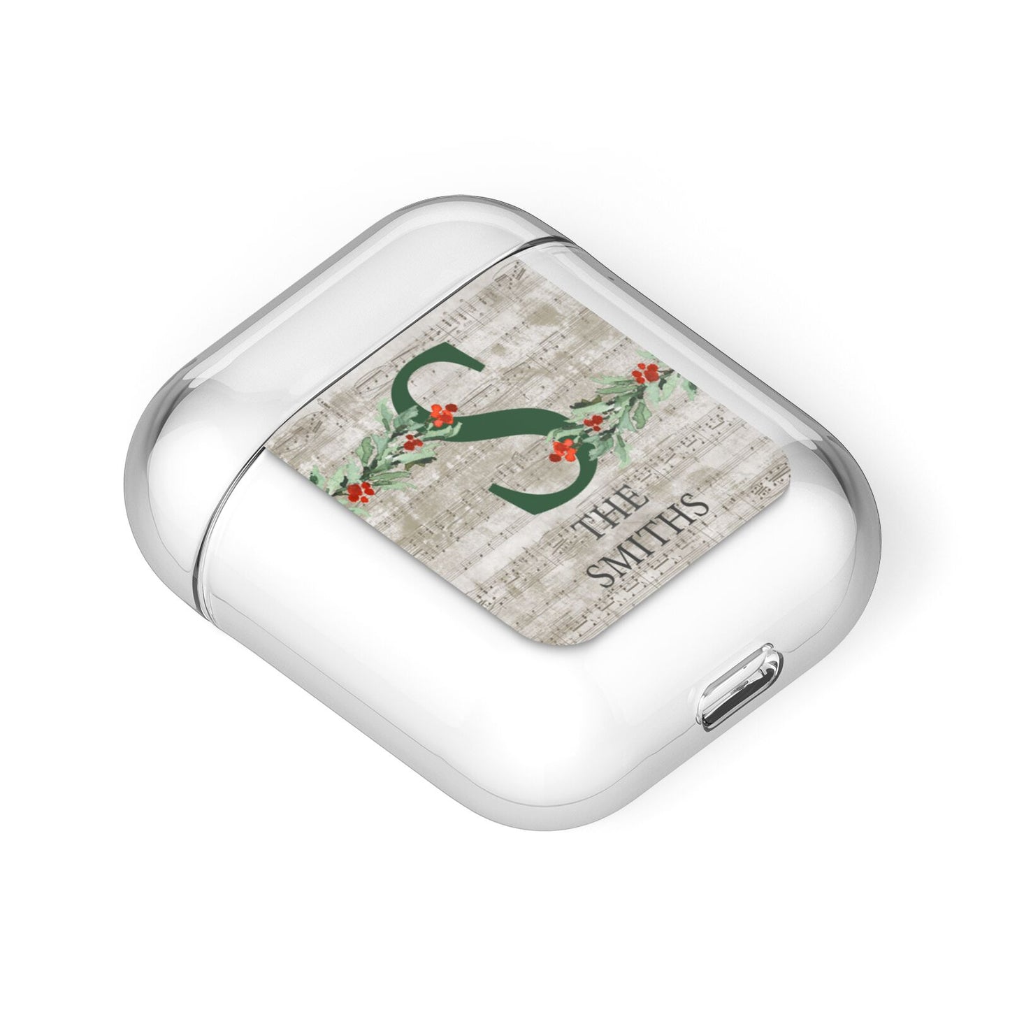 Nostalgic Monogram Personalised AirPods Case Laid Flat