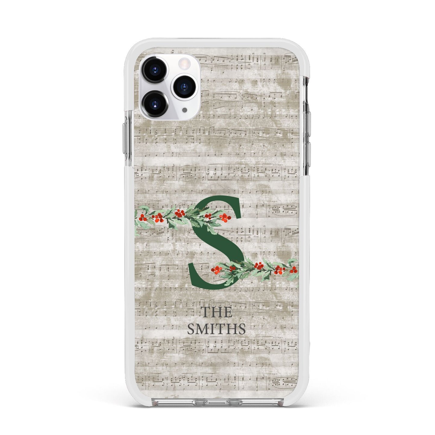 Nostalgic Monogram Personalised Apple iPhone 11 Pro Max in Silver with White Impact Case