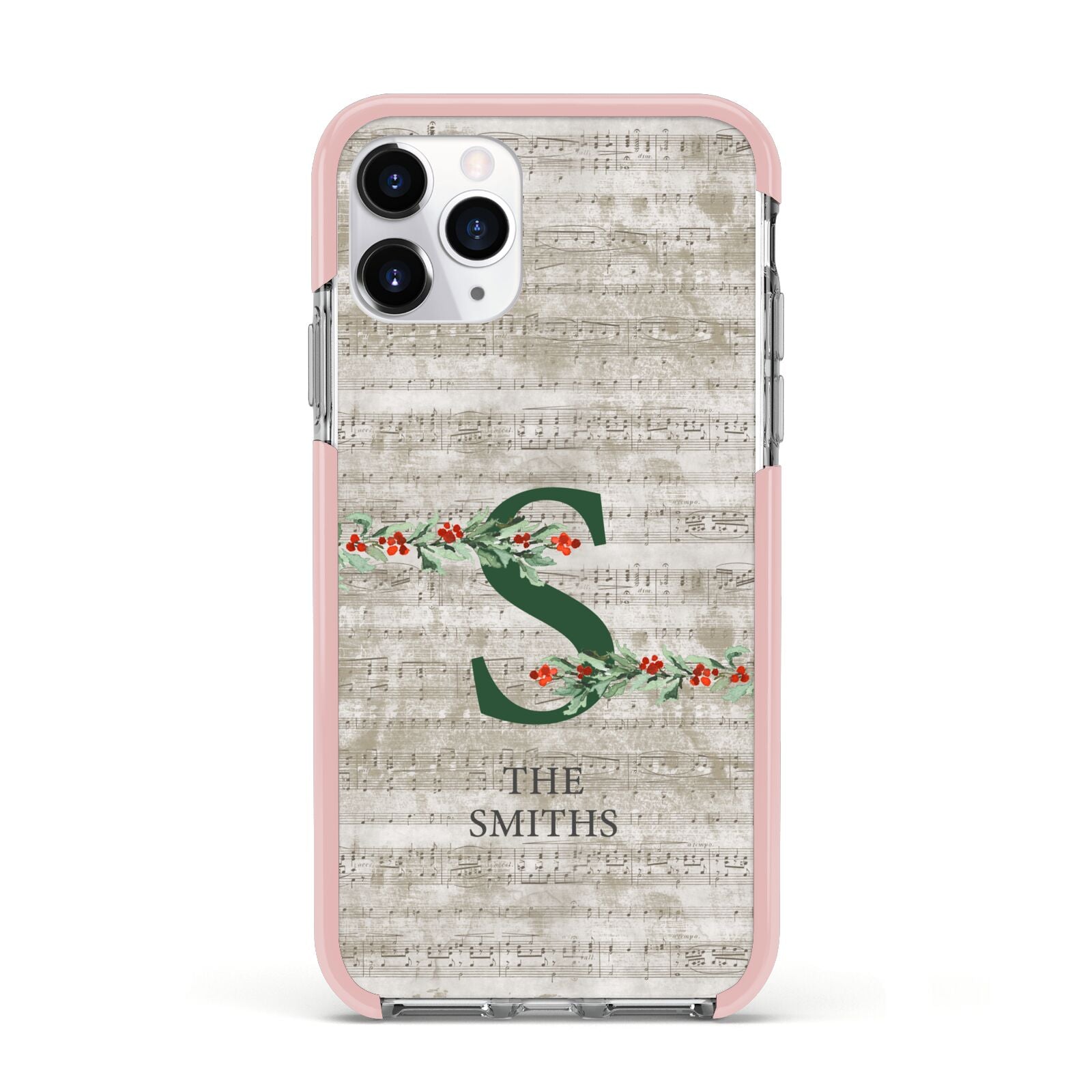 Nostalgic Monogram Personalised Apple iPhone 11 Pro in Silver with Pink Impact Case