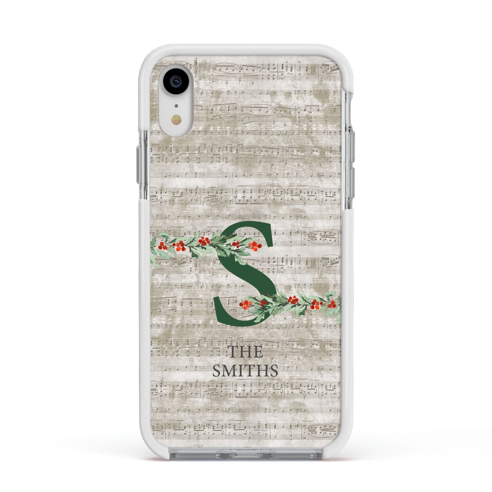 Nostalgic Monogram Personalised Apple iPhone XR Impact Case White Edge on Silver Phone