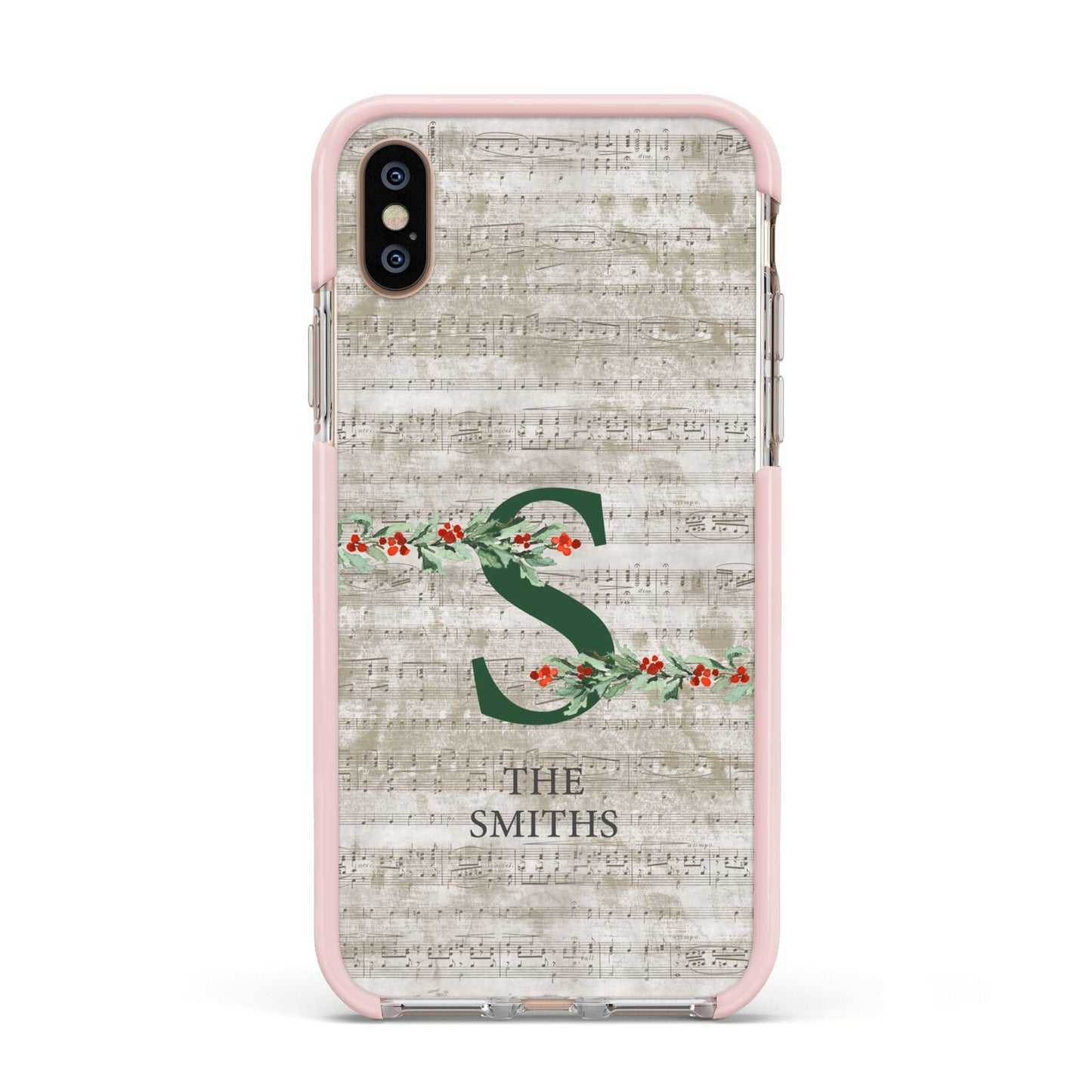 Nostalgic Monogram Personalised Apple iPhone Xs Impact Case Pink Edge on Gold Phone