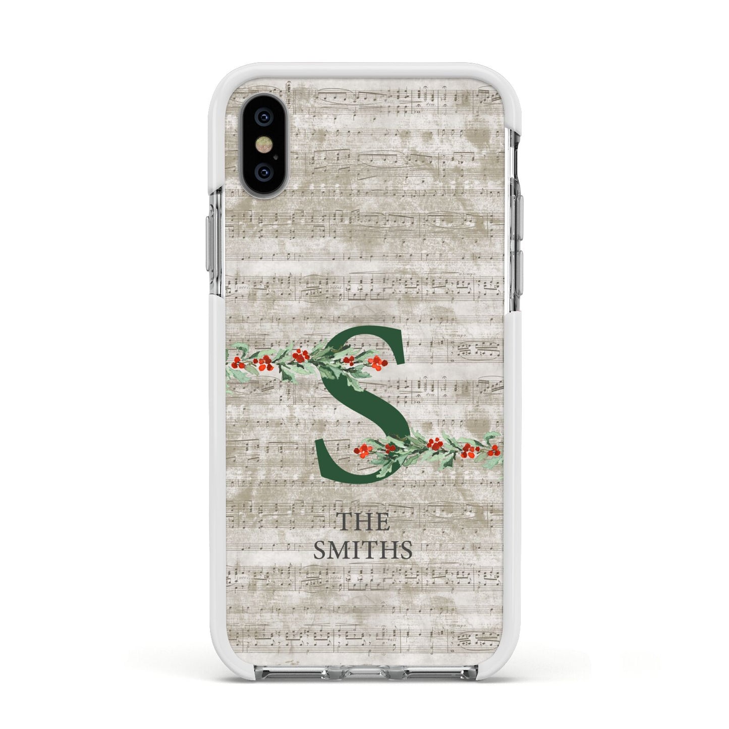 Nostalgic Monogram Personalised Apple iPhone Xs Impact Case White Edge on Silver Phone