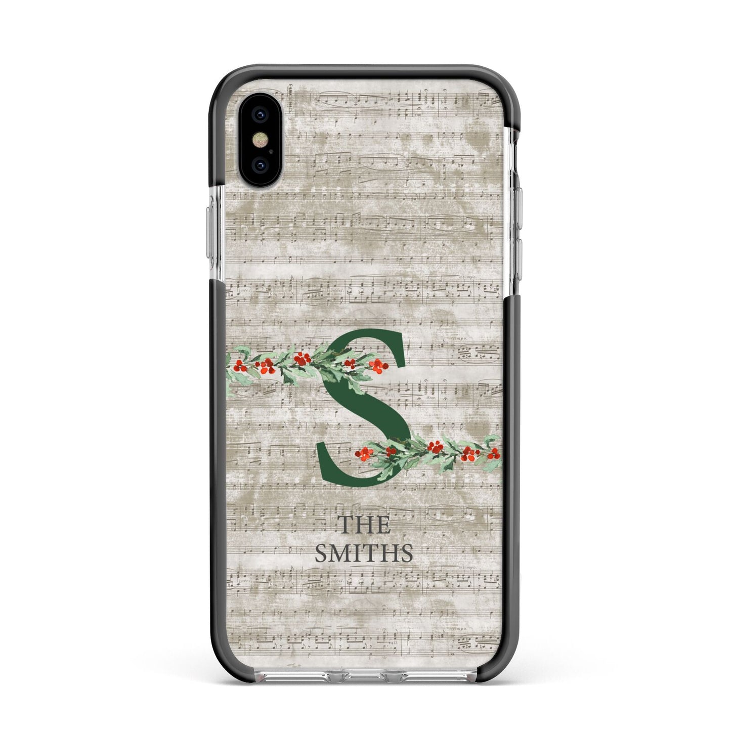 Nostalgic Monogram Personalised Apple iPhone Xs Max Impact Case Black Edge on Silver Phone