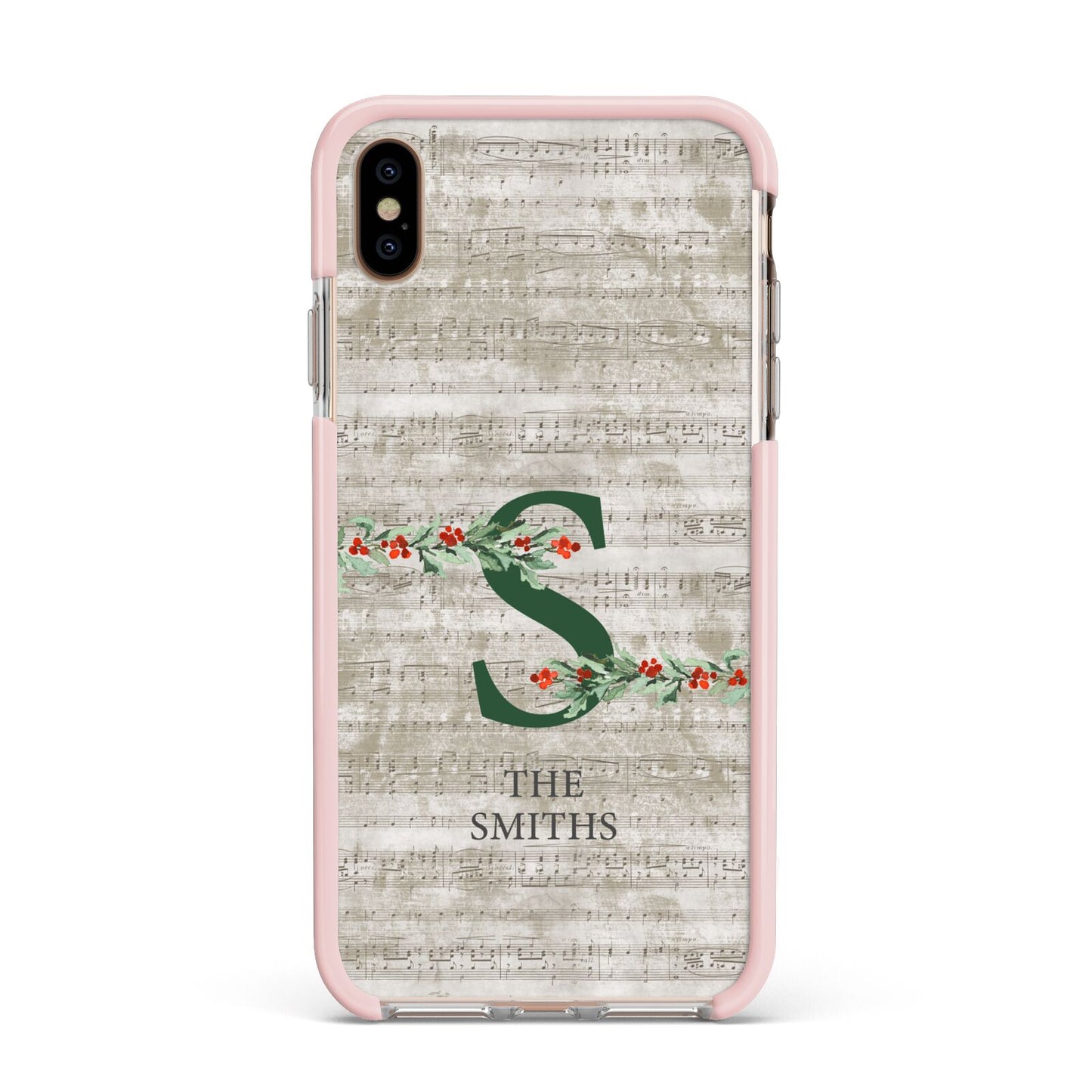 Nostalgic Monogram Personalised Apple iPhone Xs Max Impact Case Pink Edge on Gold Phone