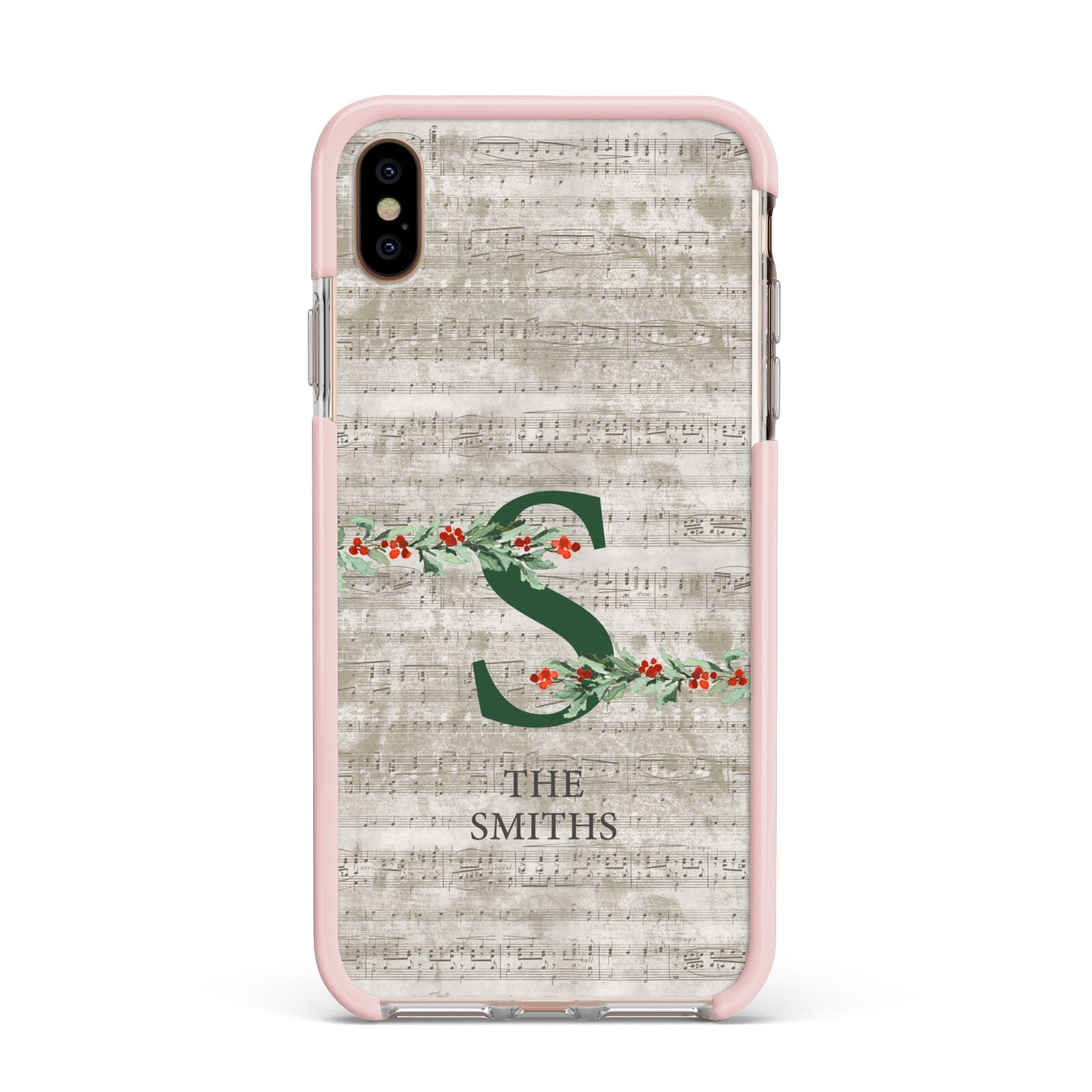 Nostalgic Monogram Personalised Apple iPhone Xs Max Impact Case Pink Edge on Gold Phone