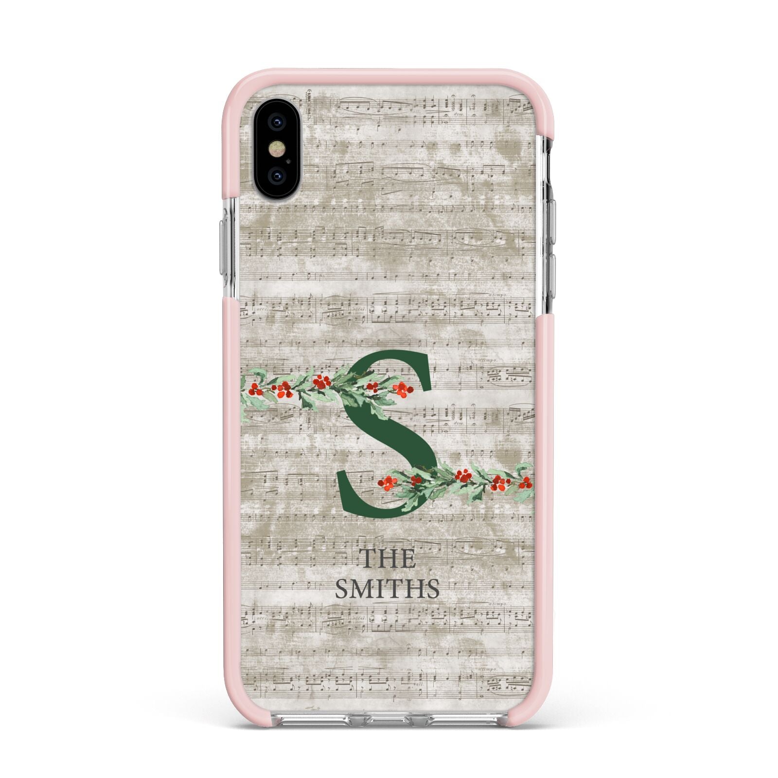 Nostalgic Monogram Personalised Apple iPhone Xs Max Impact Case Pink Edge on Silver Phone