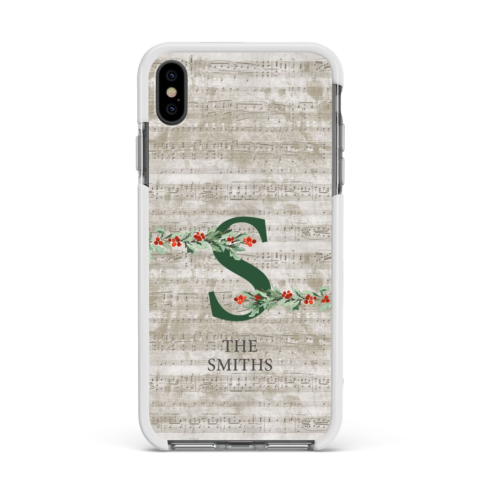 Nostalgic Monogram Personalised Apple iPhone Xs Max Impact Case White Edge on Black Phone