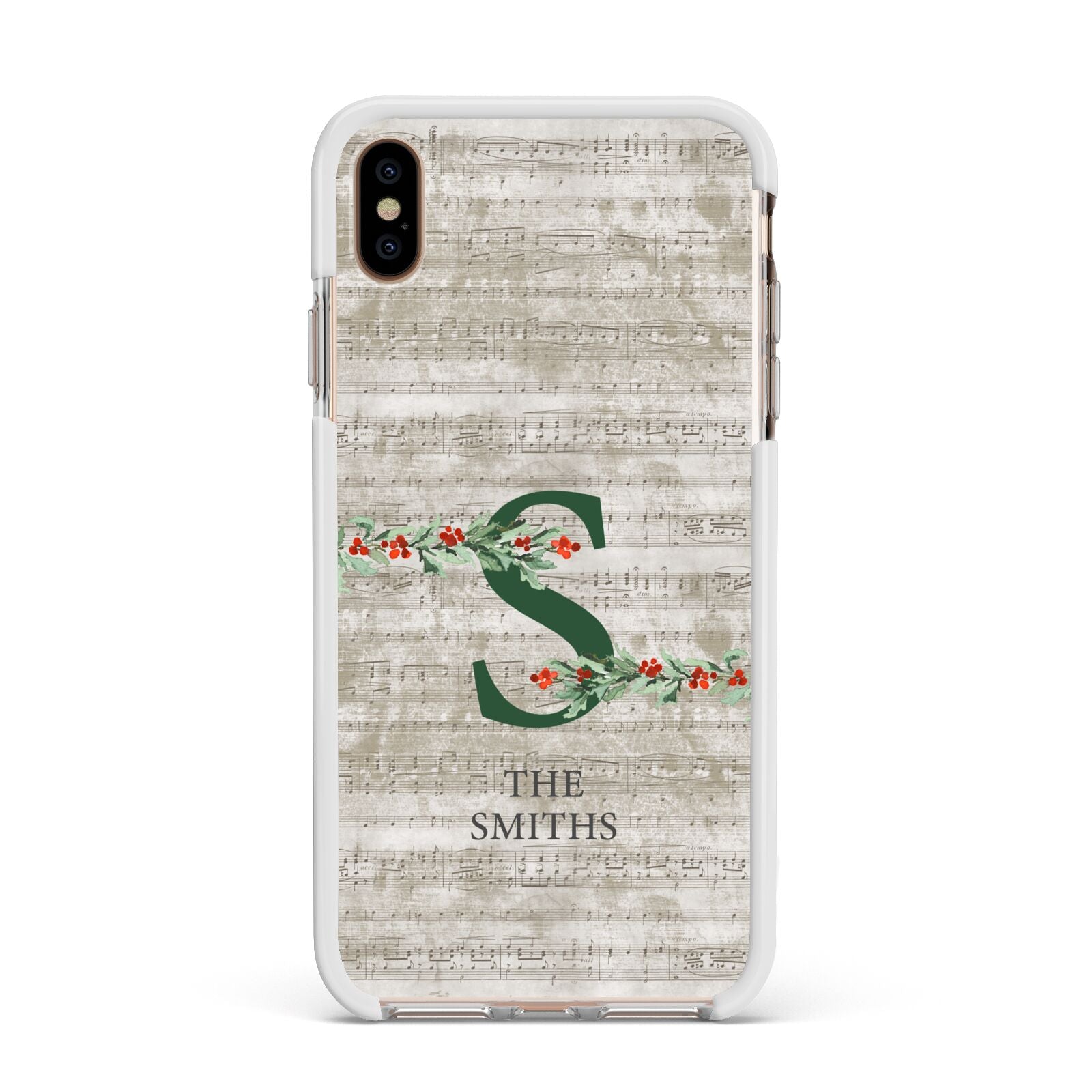 Nostalgic Monogram Personalised Apple iPhone Xs Max Impact Case White Edge on Gold Phone