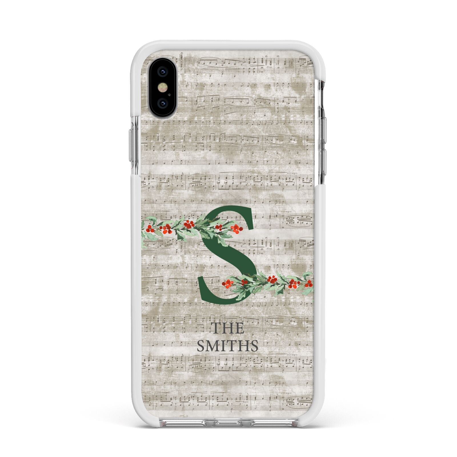 Nostalgic Monogram Personalised Apple iPhone Xs Max Impact Case White Edge on Silver Phone