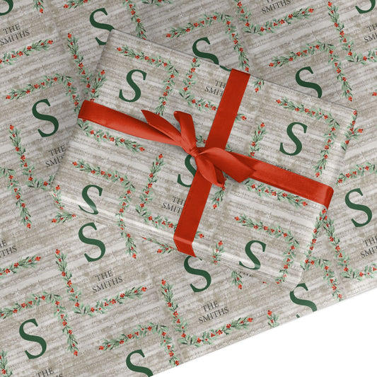 Nostalgic Monogram Personalised Custom Wrapping Paper