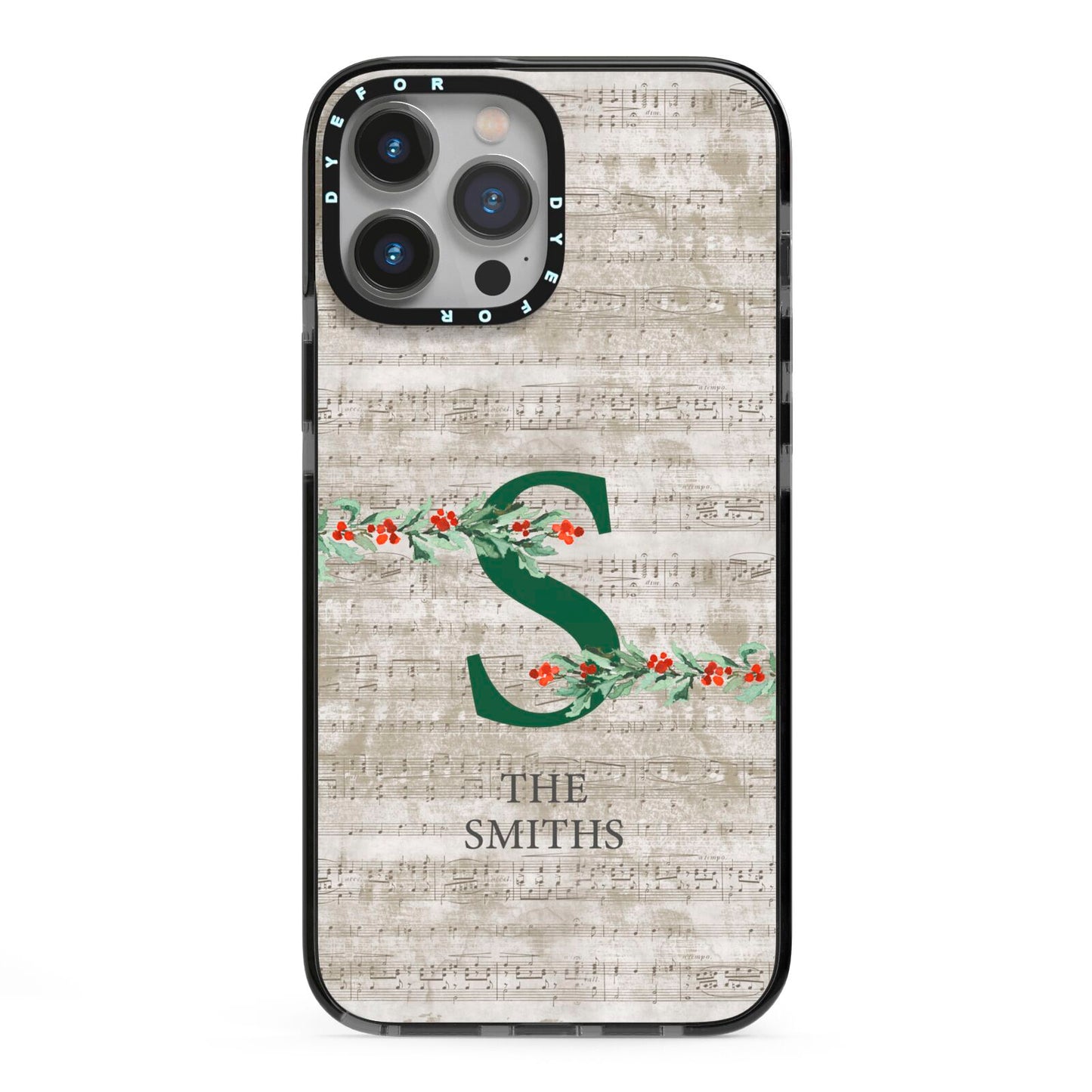 Nostalgic Monogram Personalised iPhone 13 Pro Max Black Impact Case on Silver phone