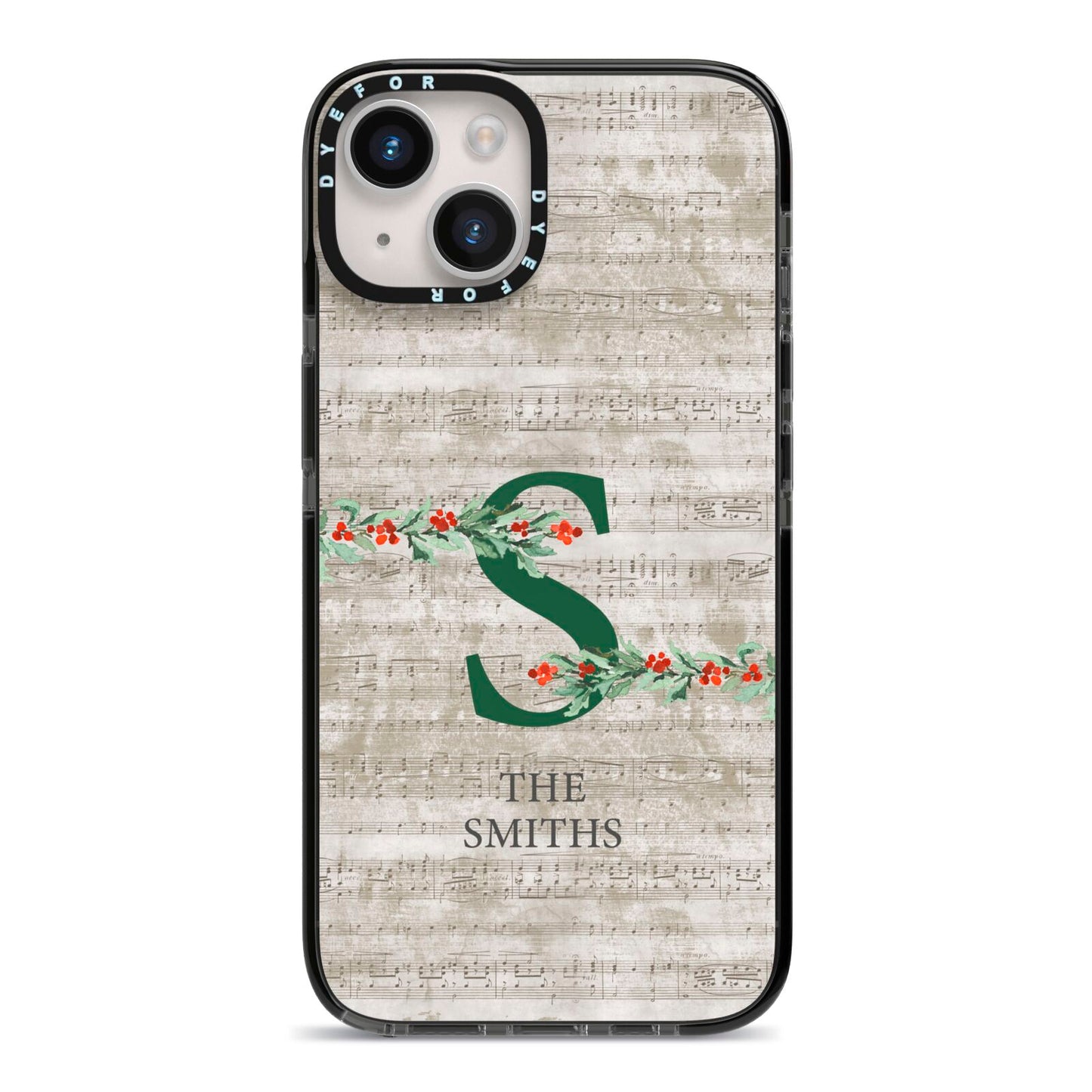 Nostalgic Monogram Personalised iPhone 14 Black Impact Case on Silver phone