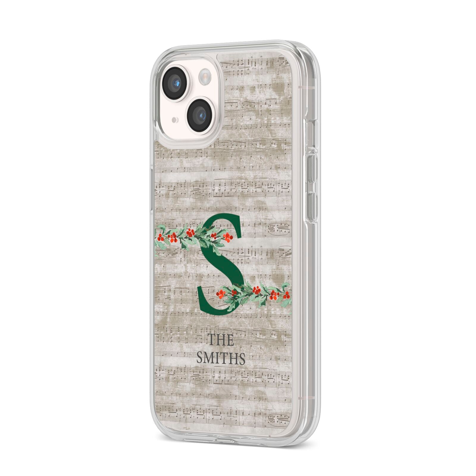 Nostalgic Monogram Personalised iPhone 14 Clear Tough Case Starlight Angled Image