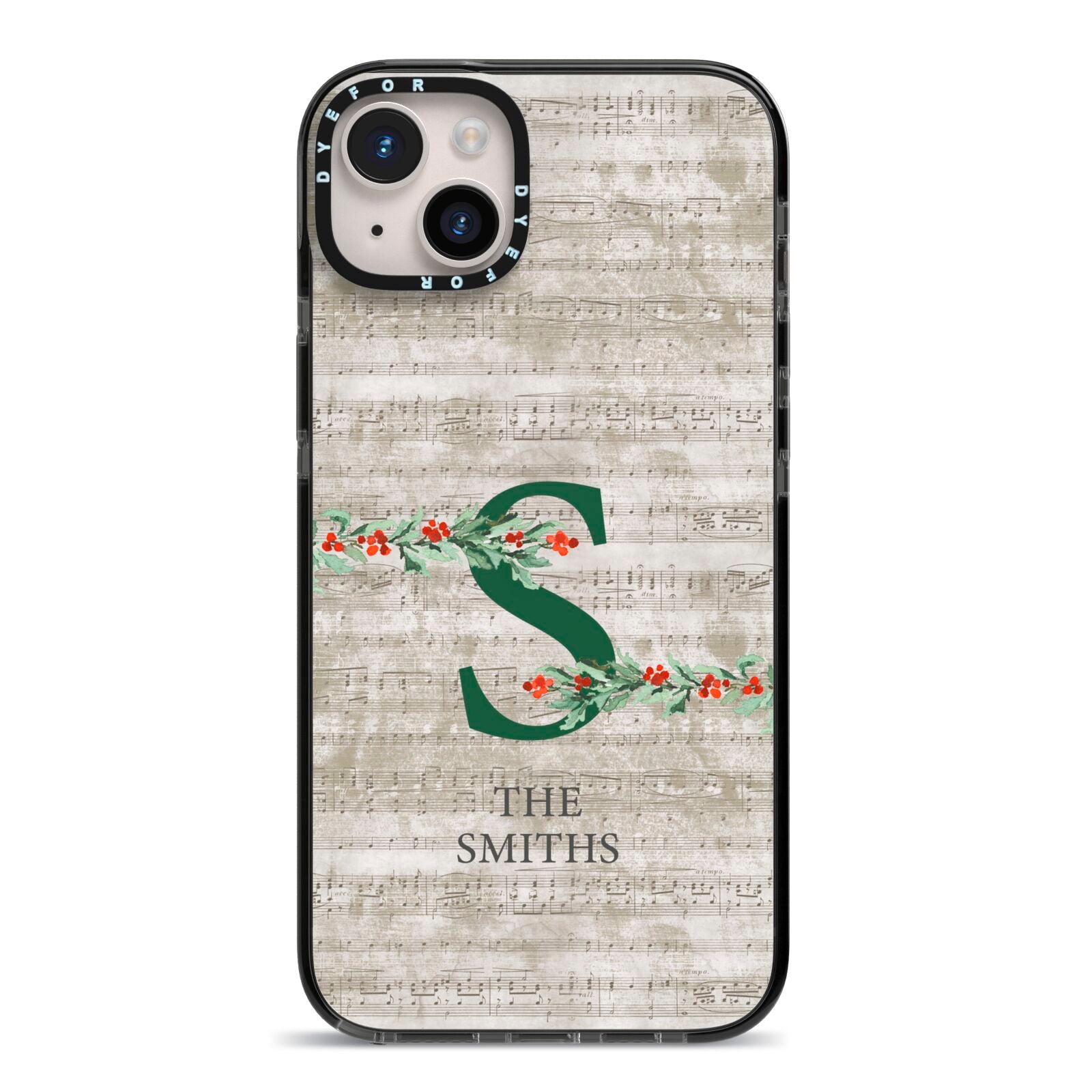 Nostalgic Monogram Personalised iPhone 14 Plus Black Impact Case on Silver phone