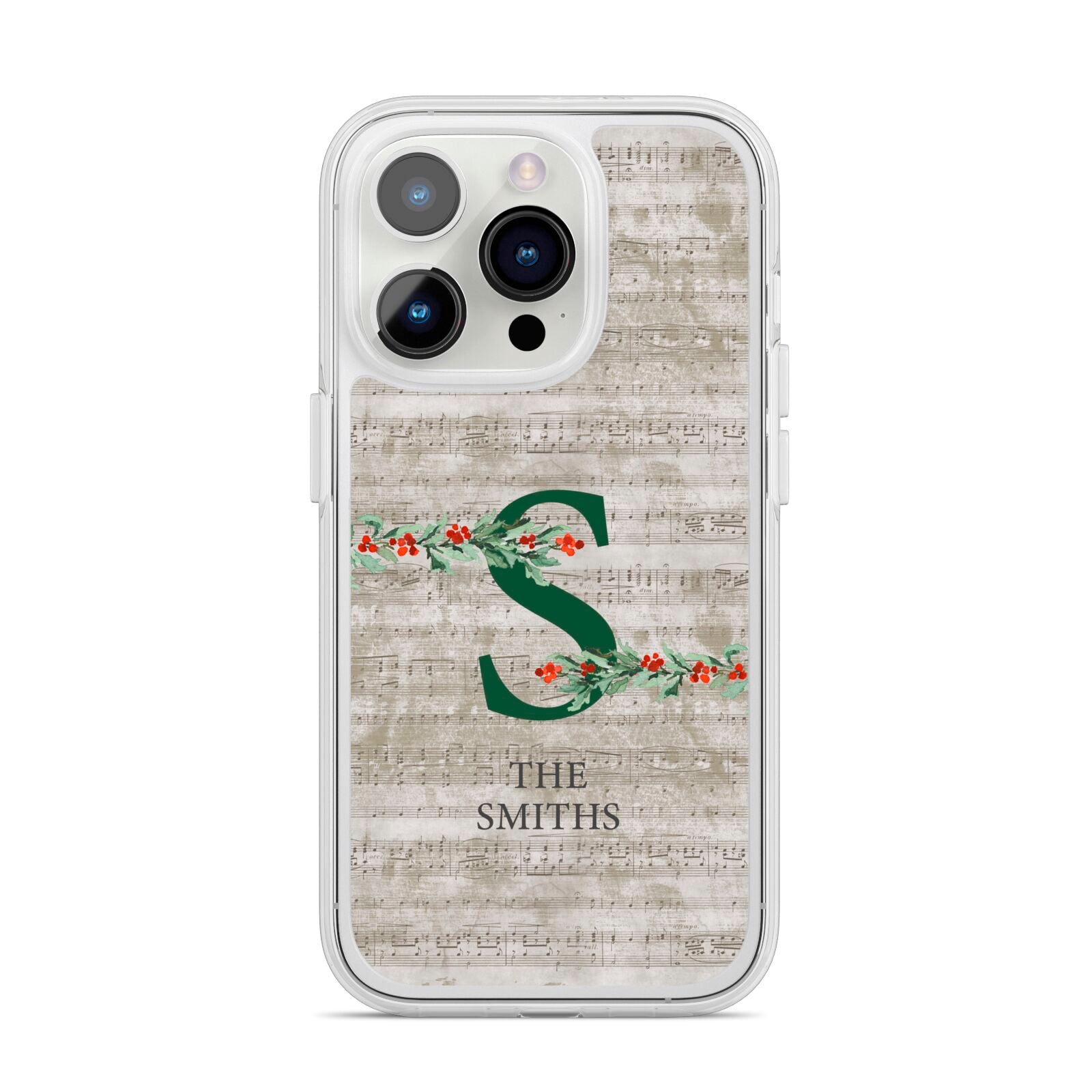 Nostalgic Monogram Personalised iPhone 14 Pro Clear Tough Case Silver