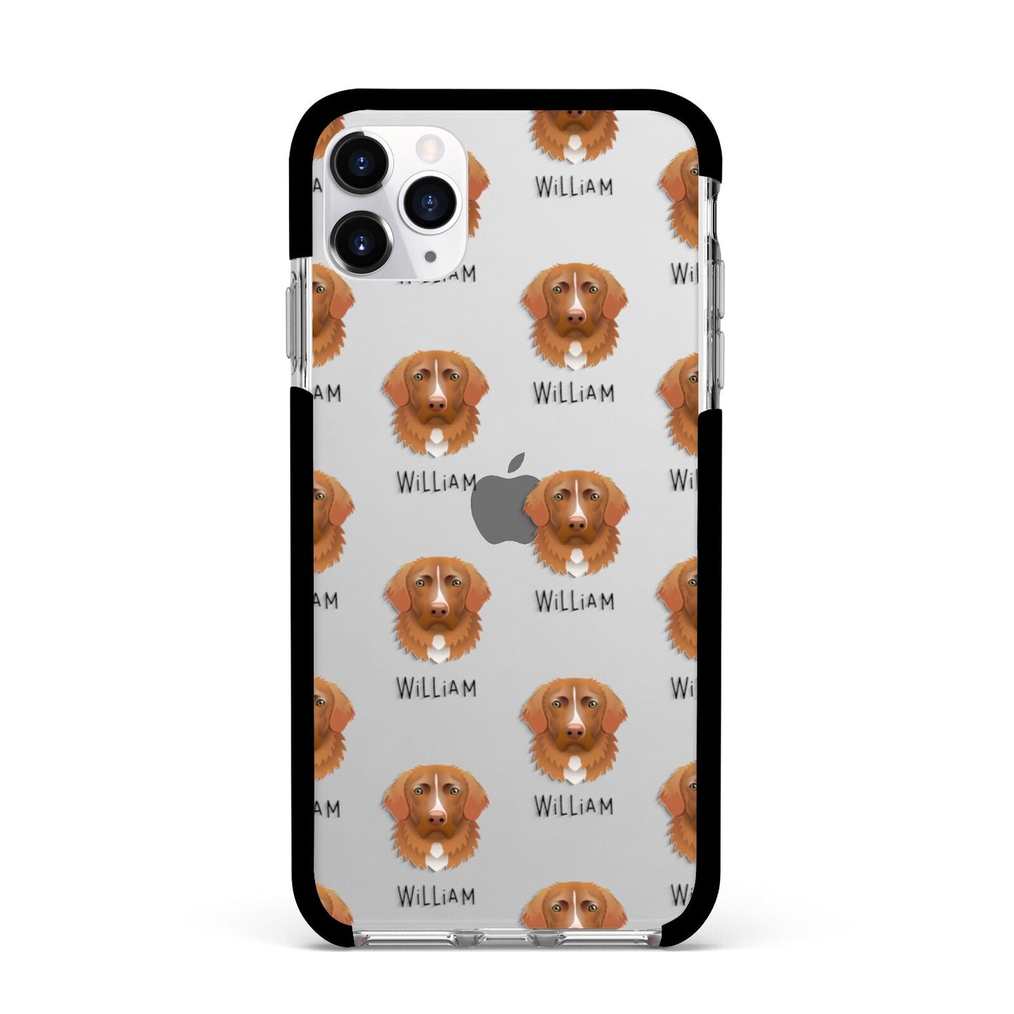 Nova Scotia Duck Tolling Retriever Icon with Name Apple iPhone 11 Pro Max in Silver with Black Impact Case