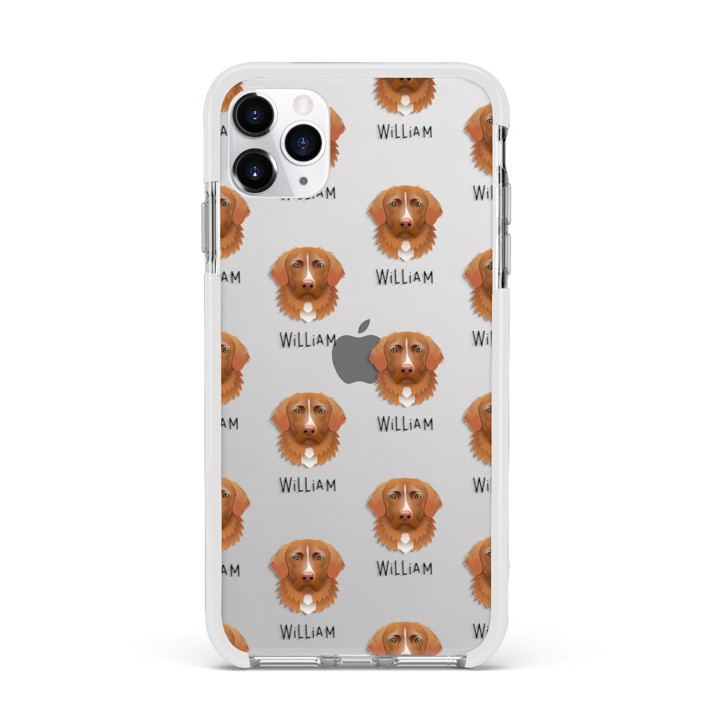 Nova Scotia Duck Tolling Retriever Icon with Name Apple iPhone 11 Pro Max in Silver with White Impact Case