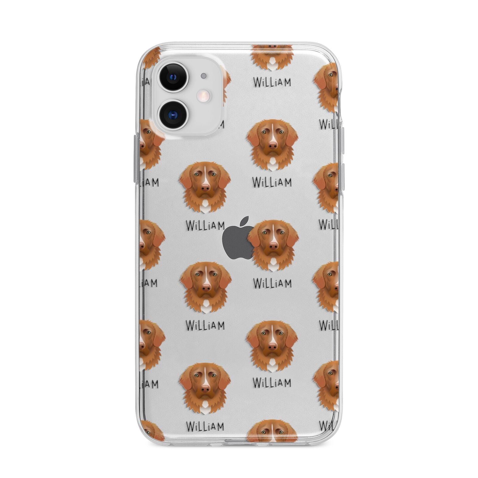 Nova Scotia Duck Tolling Retriever Icon with Name Apple iPhone 11 in White with Bumper Case