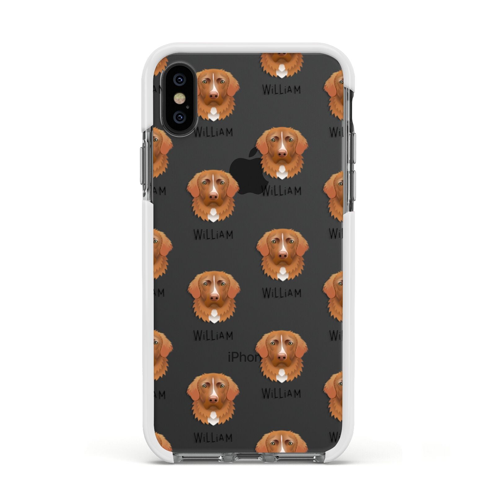 Nova Scotia Duck Tolling Retriever Icon with Name Apple iPhone Xs Impact Case White Edge on Black Phone