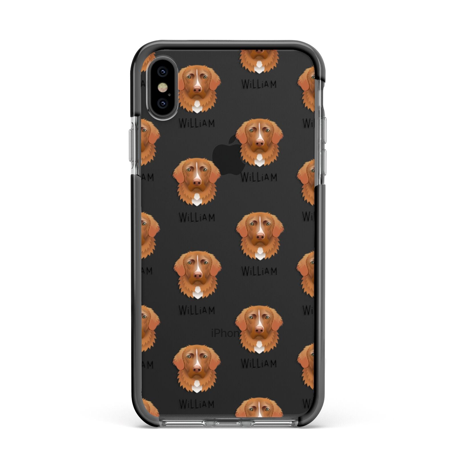 Nova Scotia Duck Tolling Retriever Icon with Name Apple iPhone Xs Max Impact Case Black Edge on Black Phone