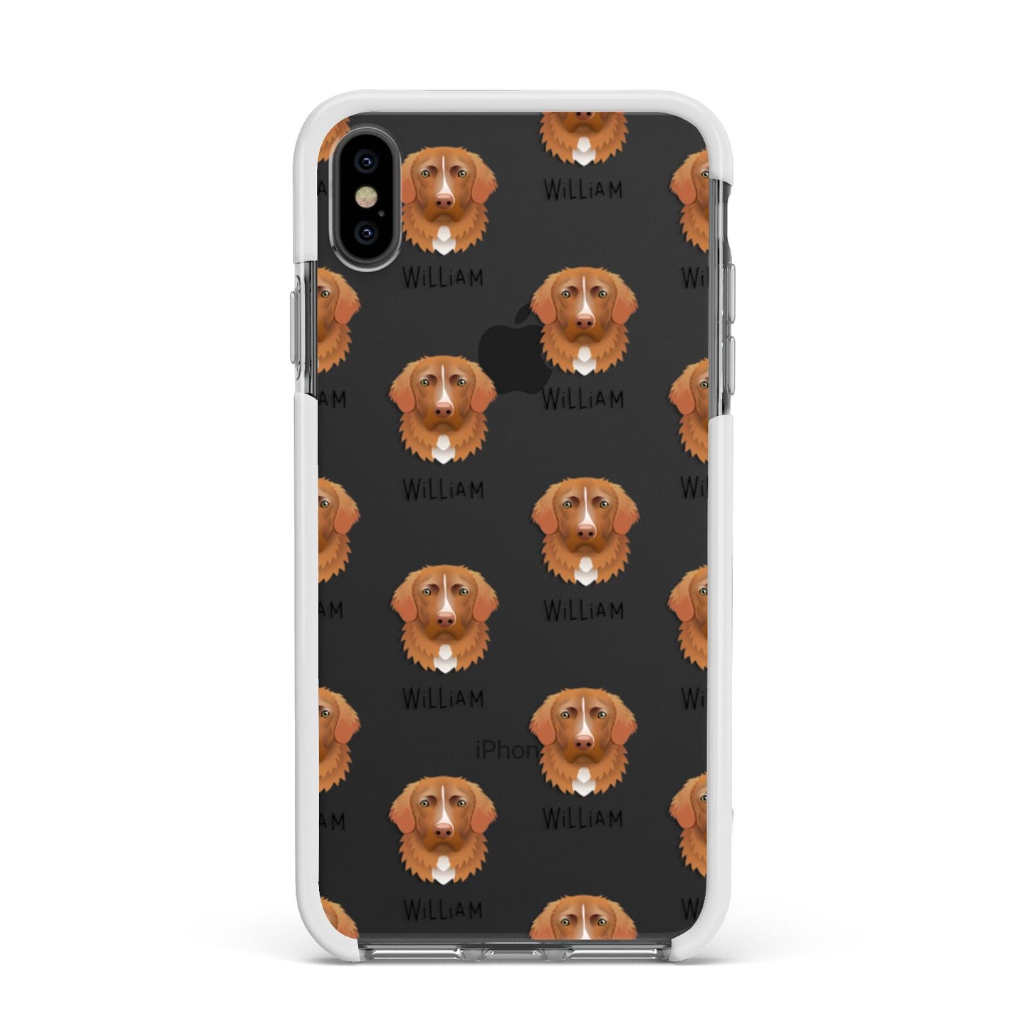 Nova Scotia Duck Tolling Retriever Icon with Name Apple iPhone Xs Max Impact Case White Edge on Black Phone