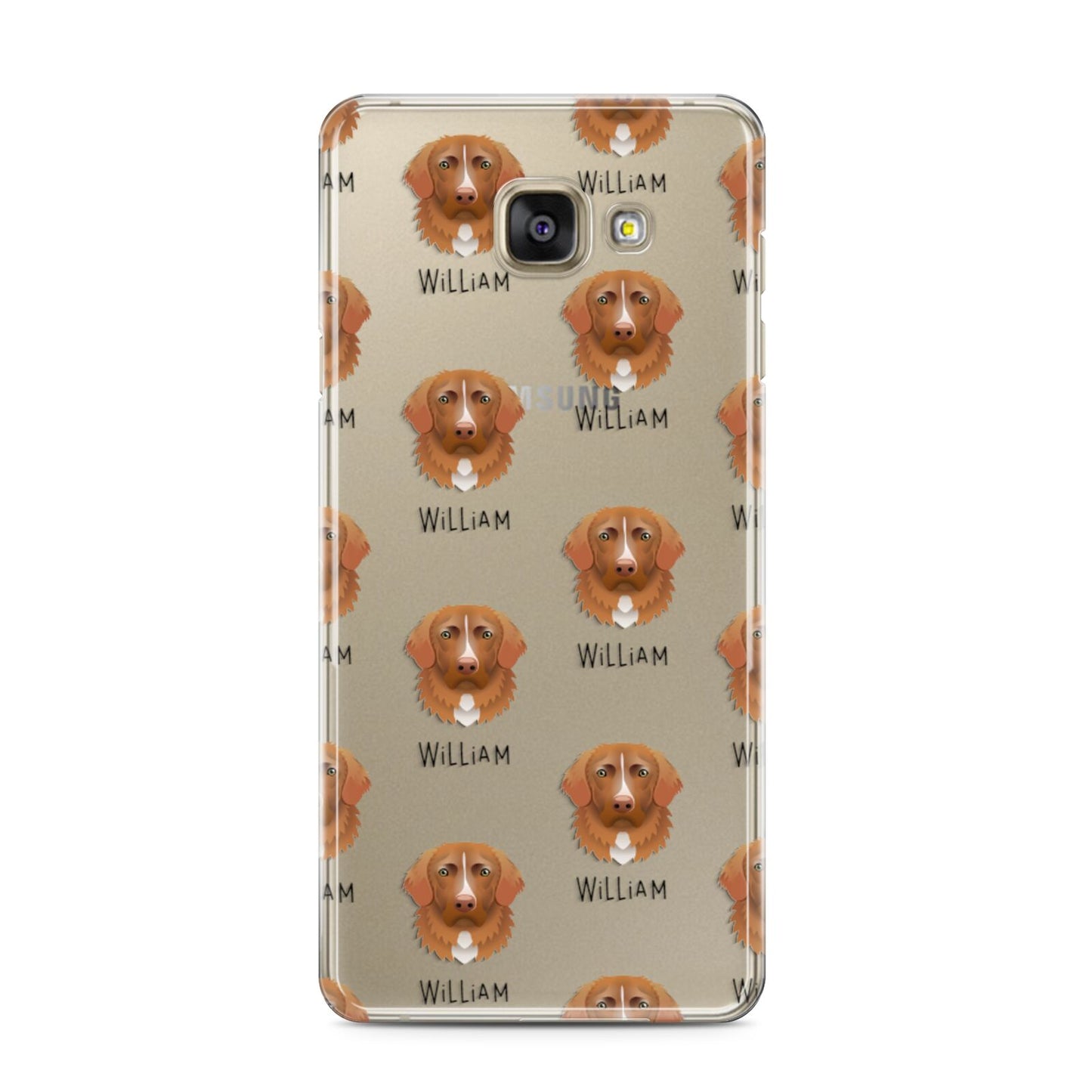 Nova Scotia Duck Tolling Retriever Icon with Name Samsung Galaxy A3 2016 Case on gold phone