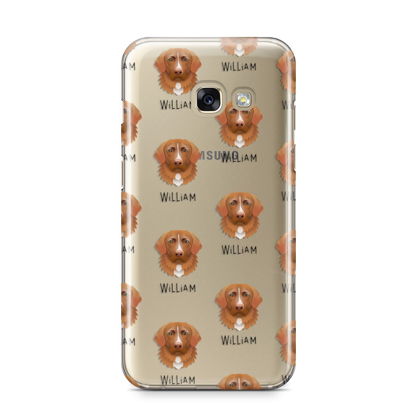 Nova Scotia Duck Tolling Retriever Icon with Name Samsung Galaxy A3 2017 Case on gold phone