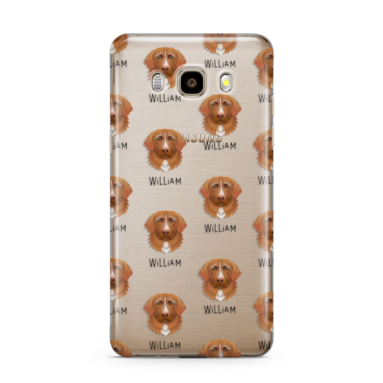 Nova Scotia Duck Tolling Retriever Icon with Name Samsung Galaxy J7 2016 Case on gold phone