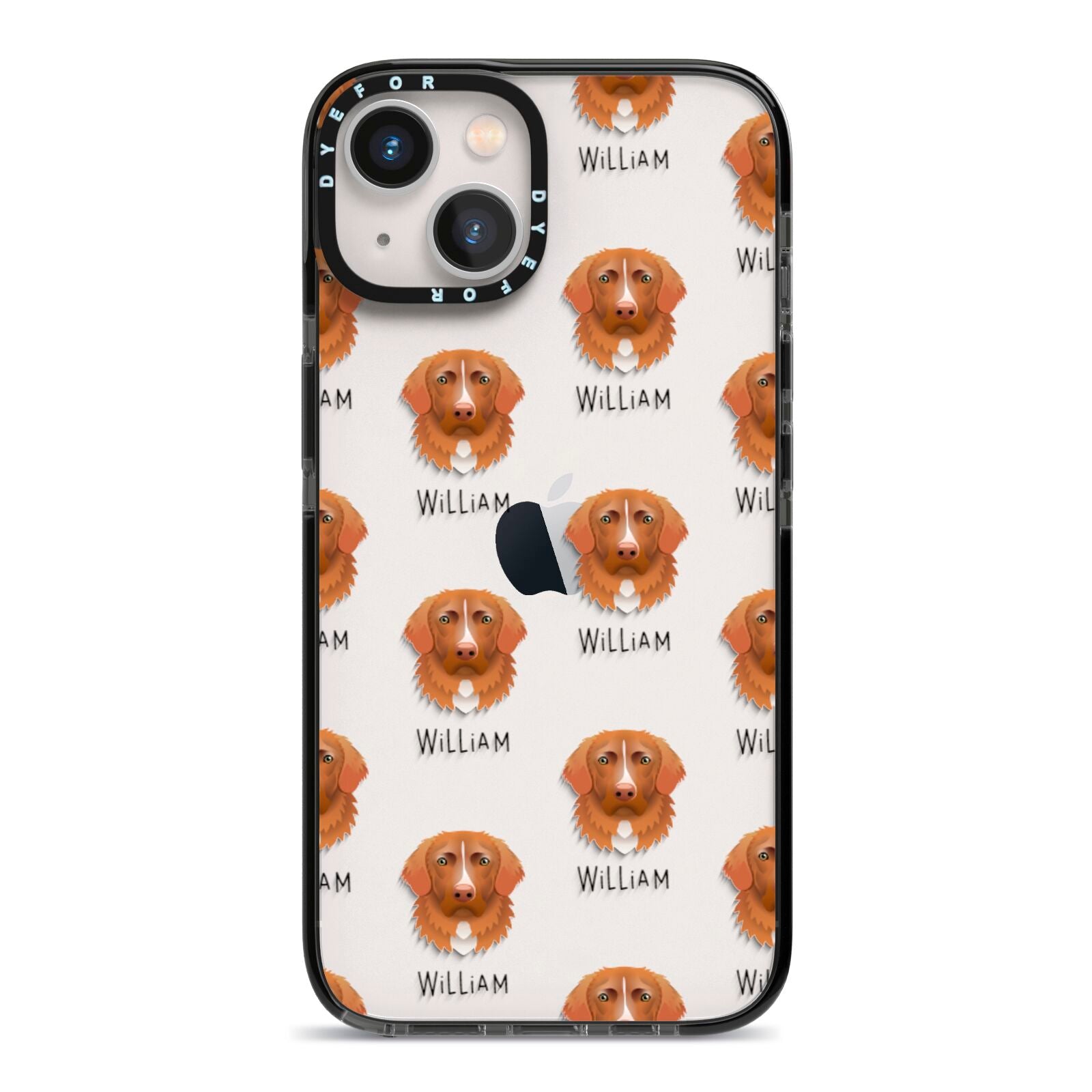 Nova Scotia Duck Tolling Retriever Icon with Name iPhone 13 Black Impact Case on Silver phone